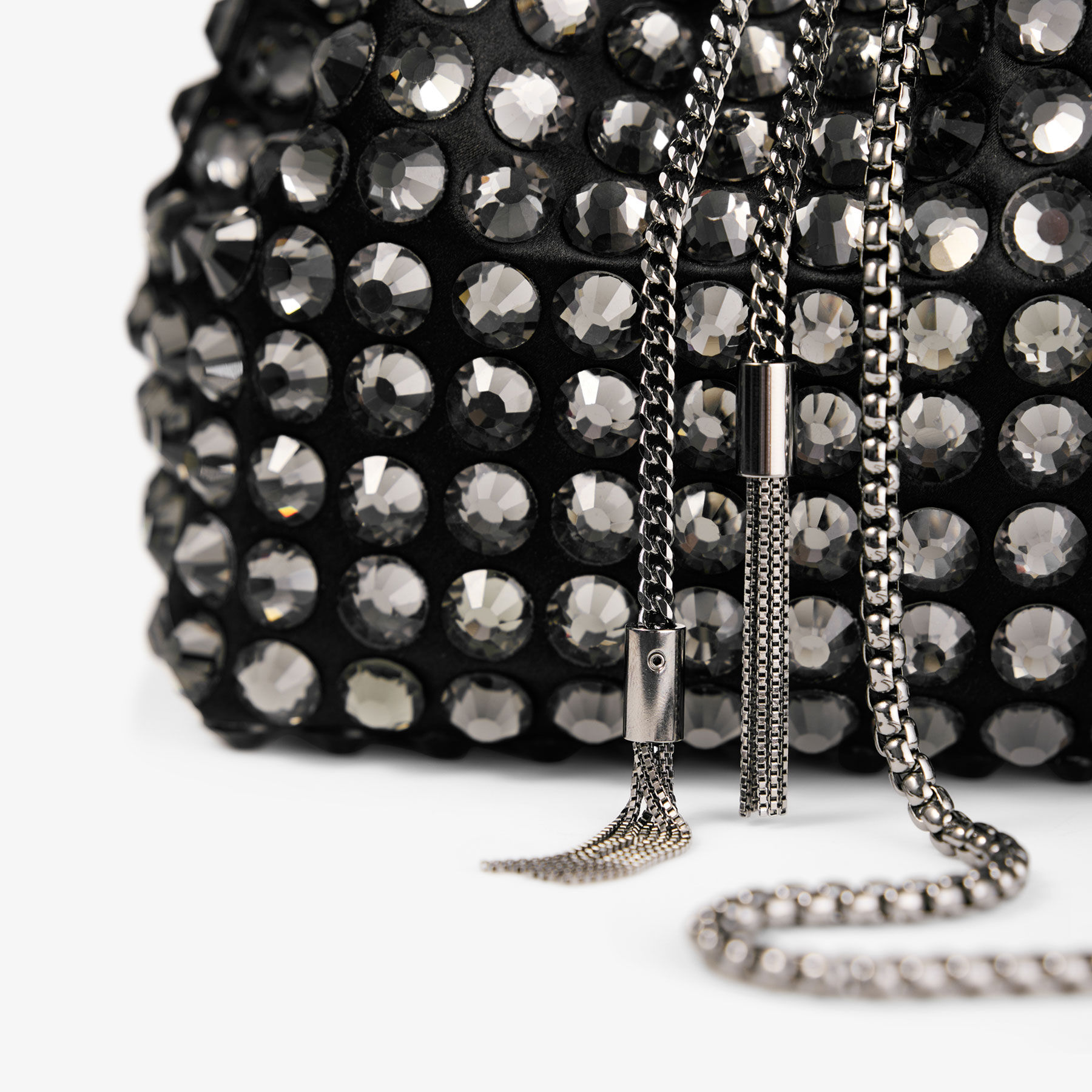 Bon Bon Black Satin Crystal Bag