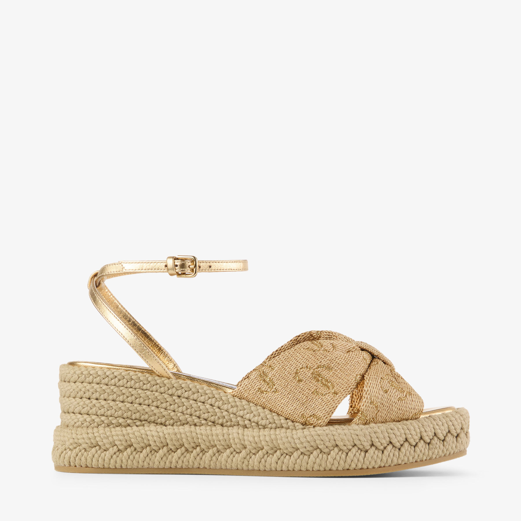Aella Wedge 60 Gold Raffia Wedge Sandals