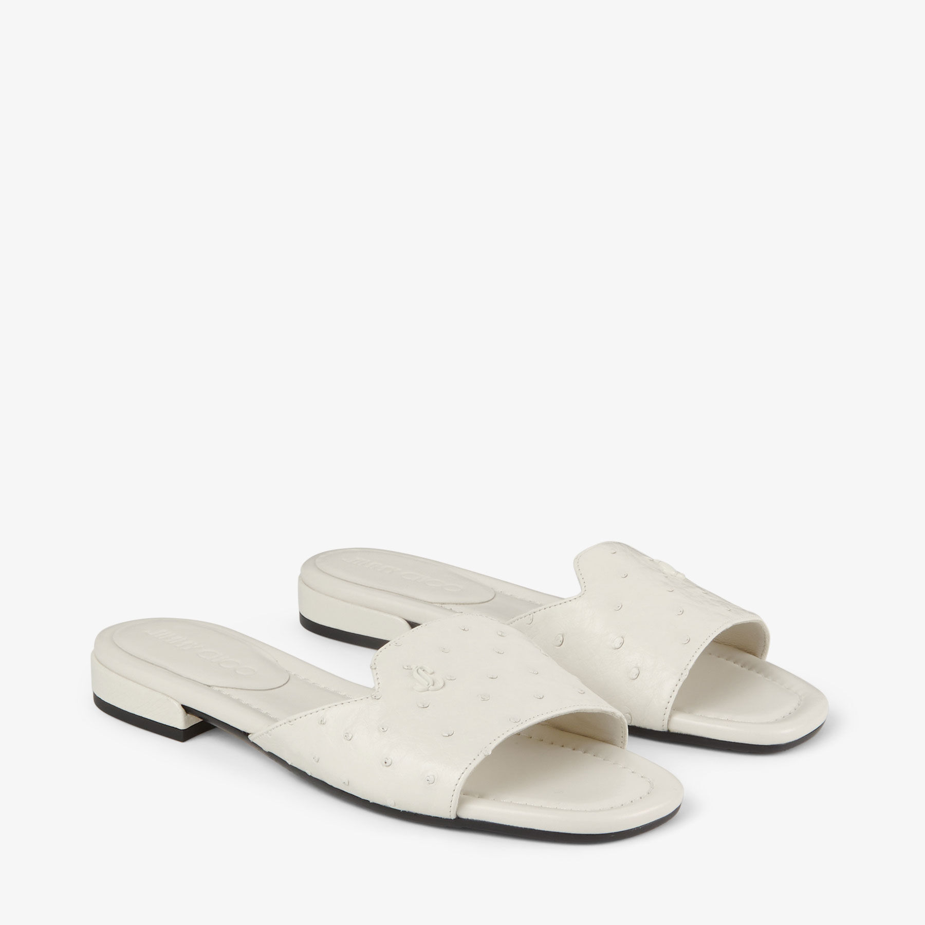 Dina Flat Latte Ostrich Leather Flats