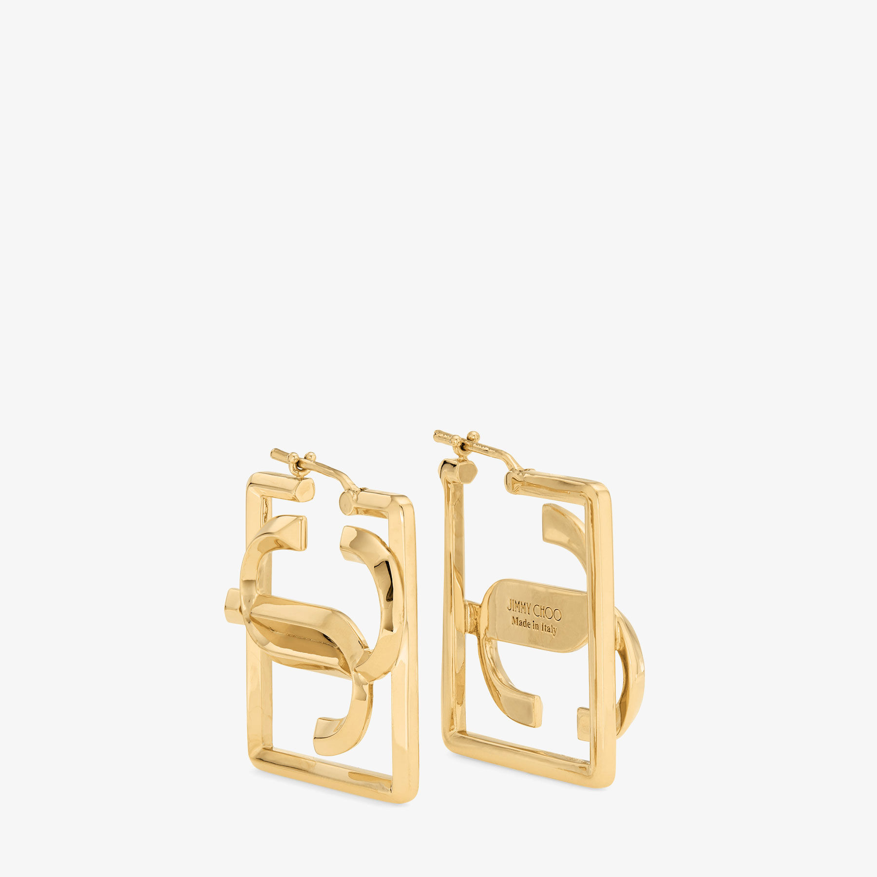 Square JC Hoop Gold-Finish Hoop Earrings