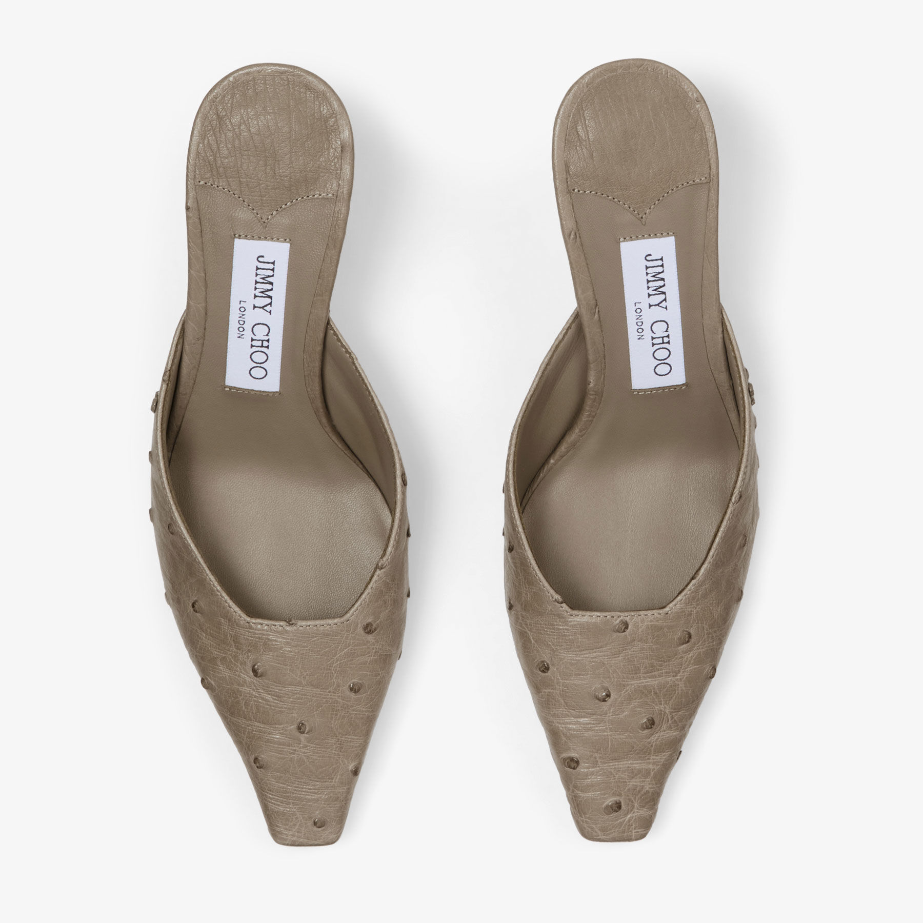 Vivi 65 Taupe Ostrich Leather Mules
