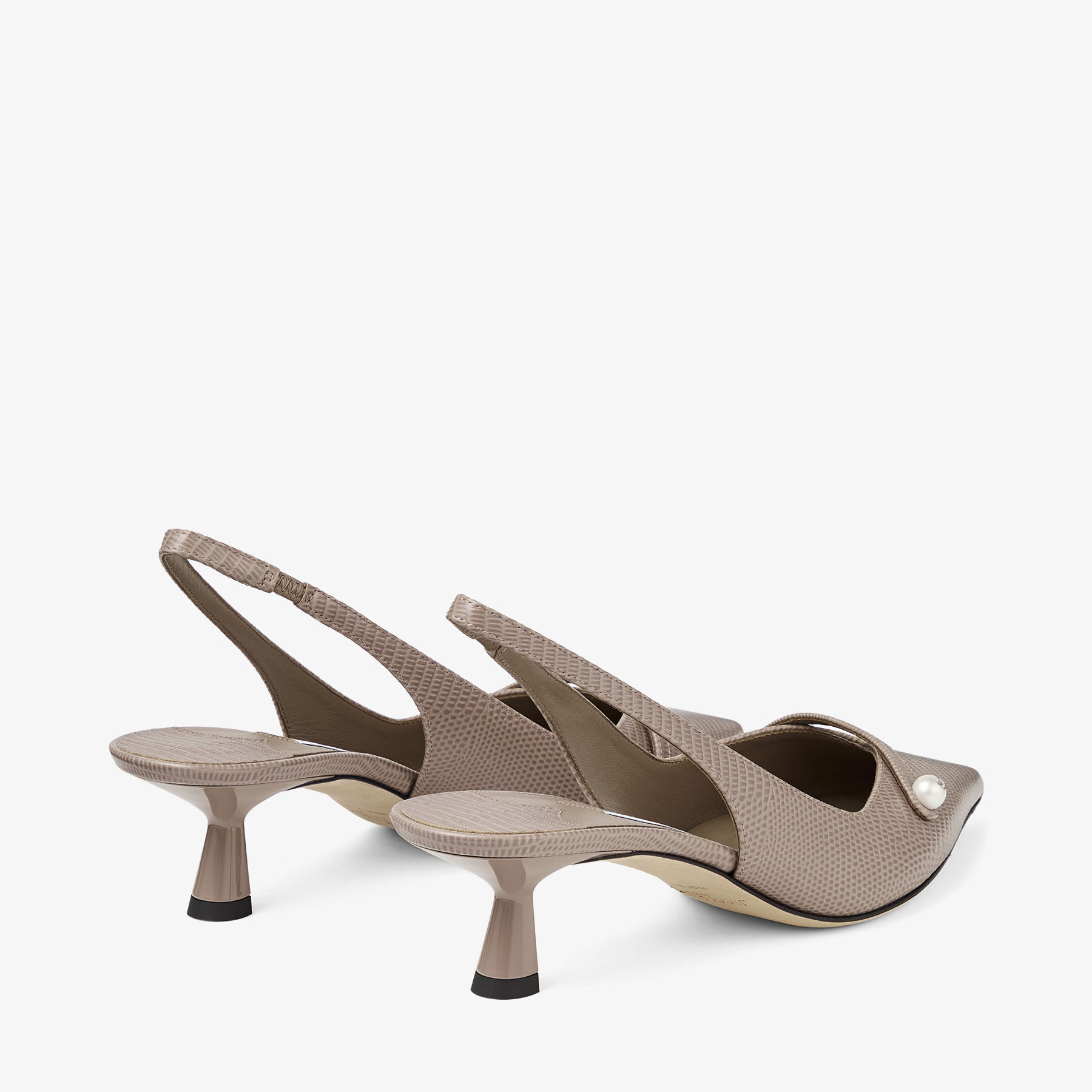 Amita 45 Taupe Lizard Printed Leather Pumps