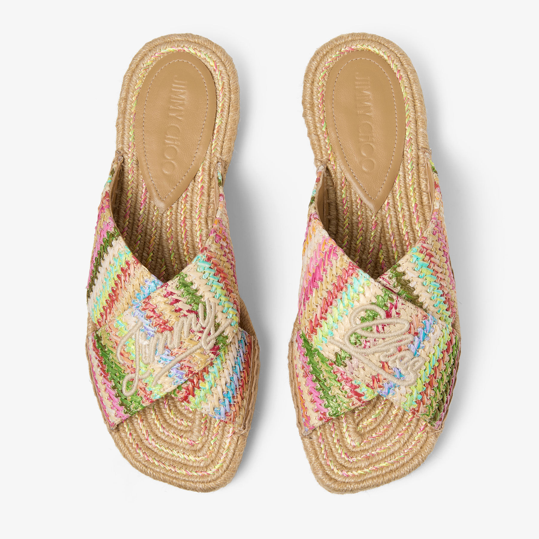 Aciel Sandal Flat Ecru Striped Raffia Sandals