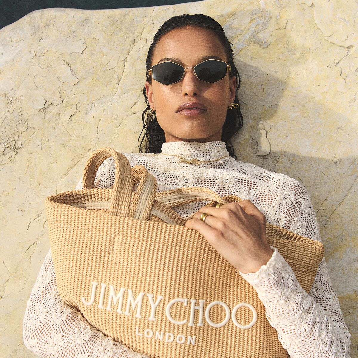 Beach Tote East-West Natural Raffia Embroidered Tote Bag