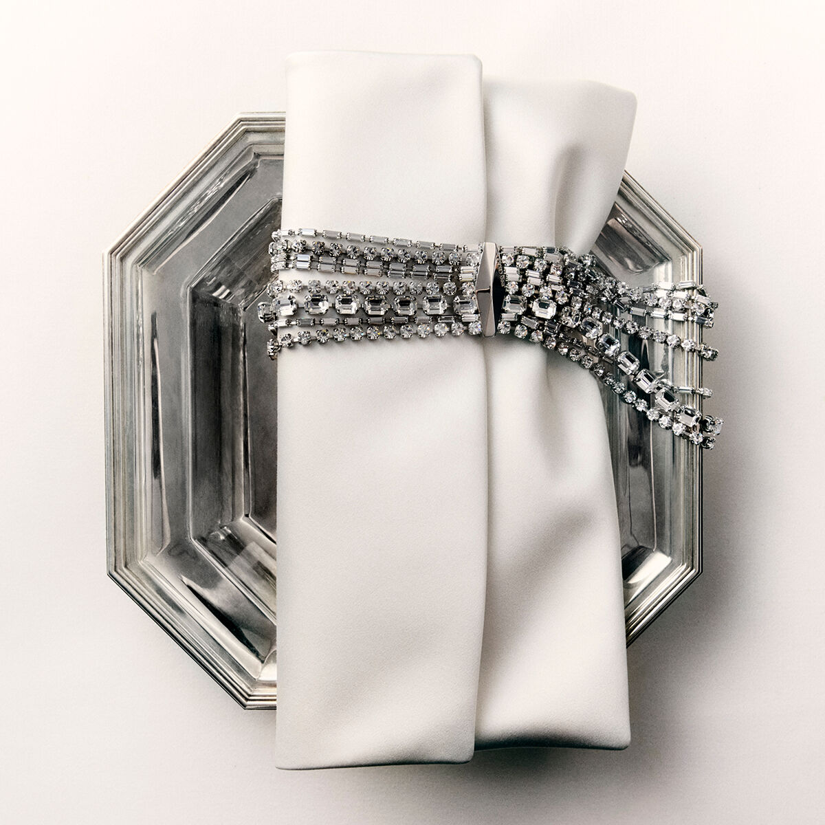 Zandra Ivory Satin Crystal Clutch Bag