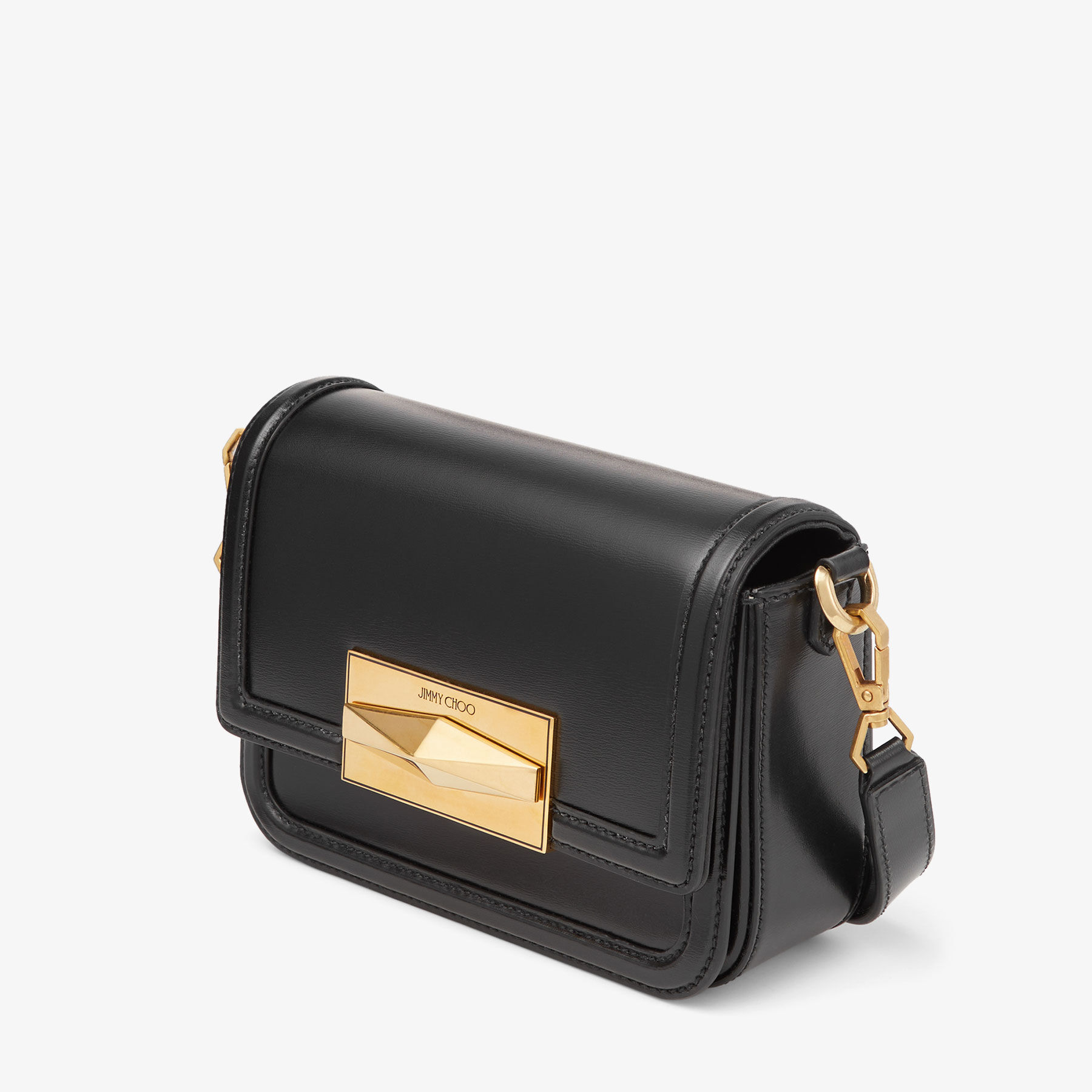 Diamond Crossbody Black Box Calf Leather Crossbody Bag