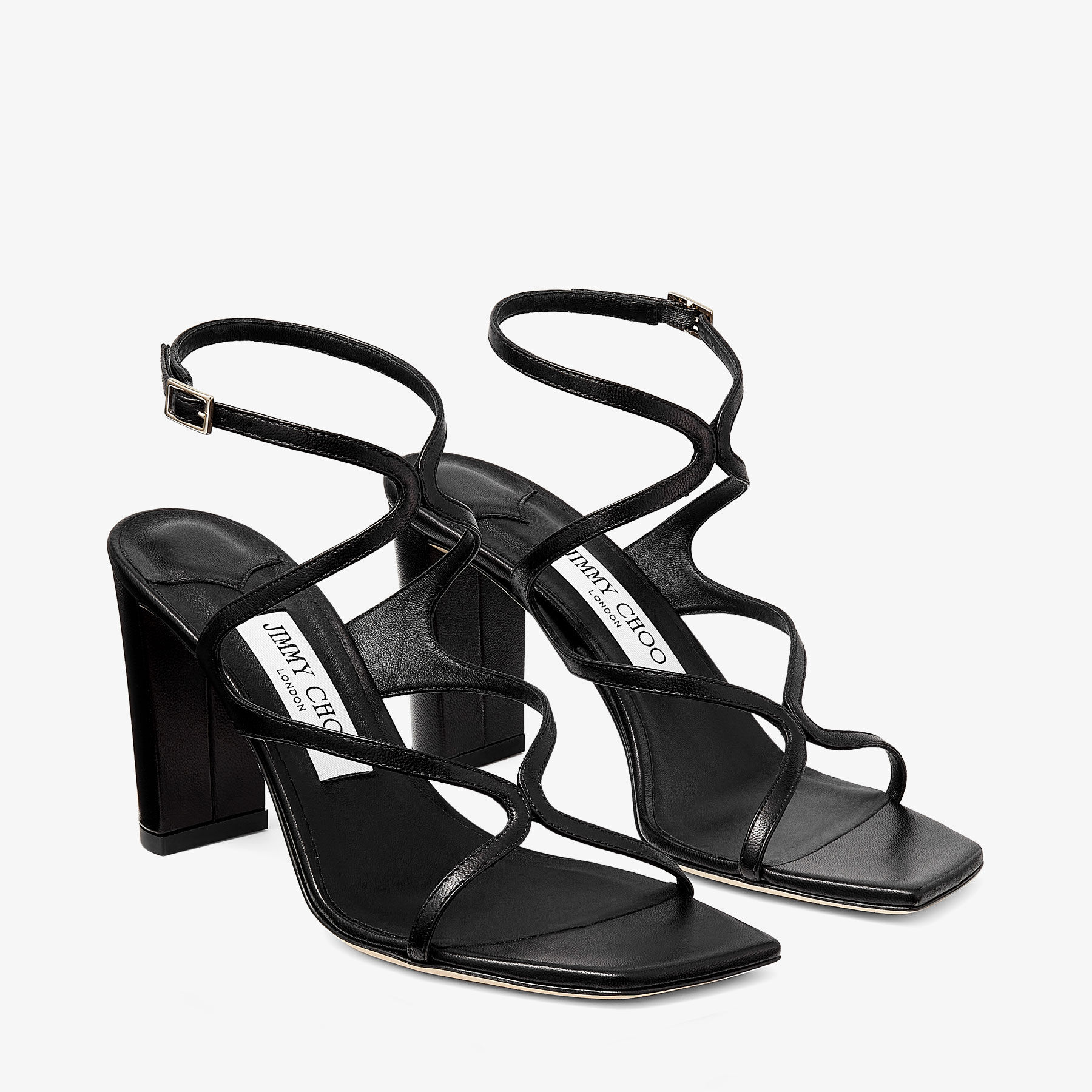Azie 85 Black Nappa Leather Sandals