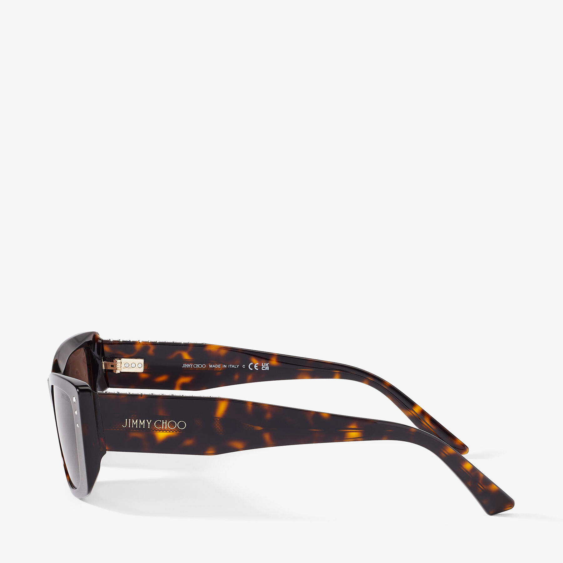 Lexy Brown Havana Rectangular Sunglasses with Crystals