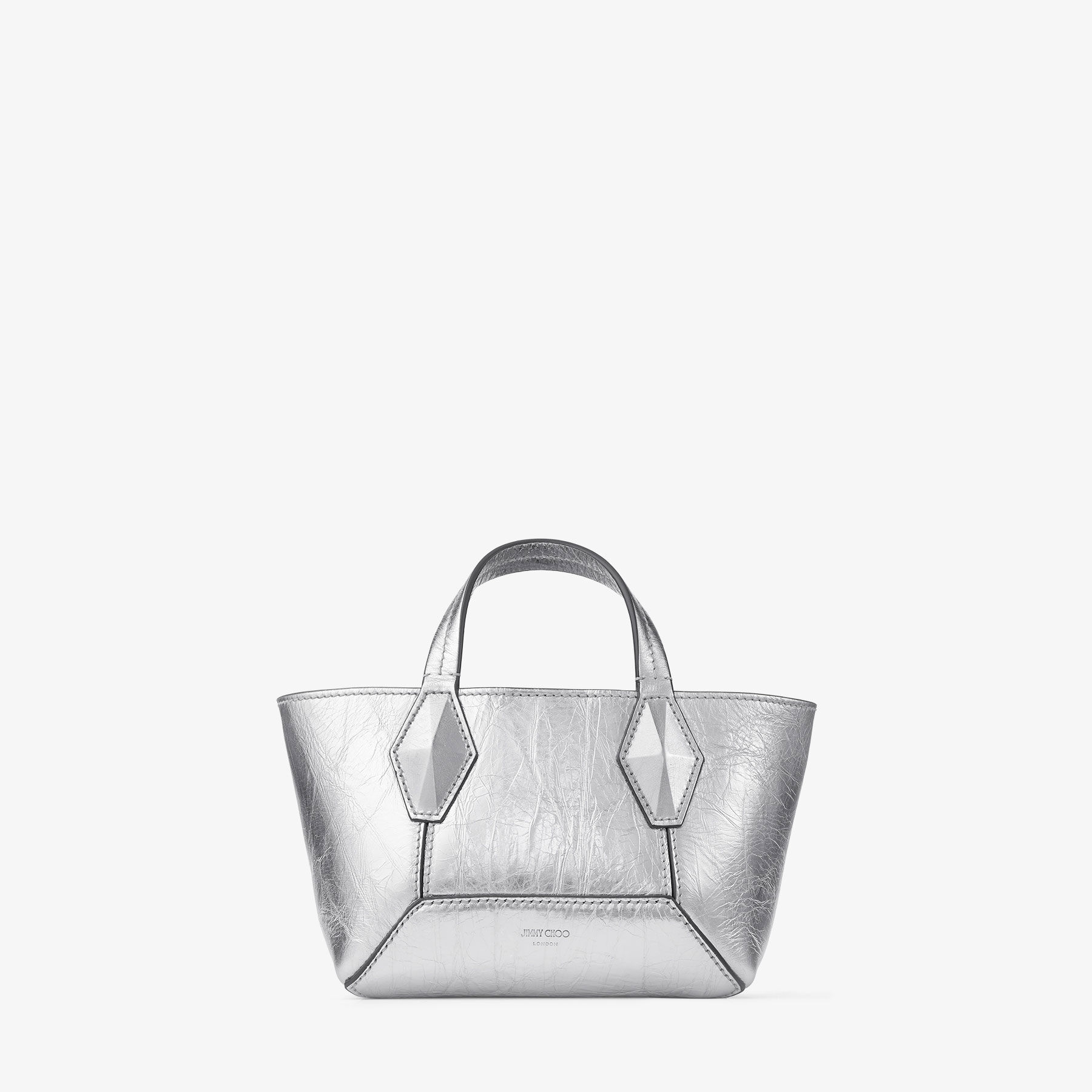 Diamond Tote XS Silver Vintage Metallic Leather Mini Bag
