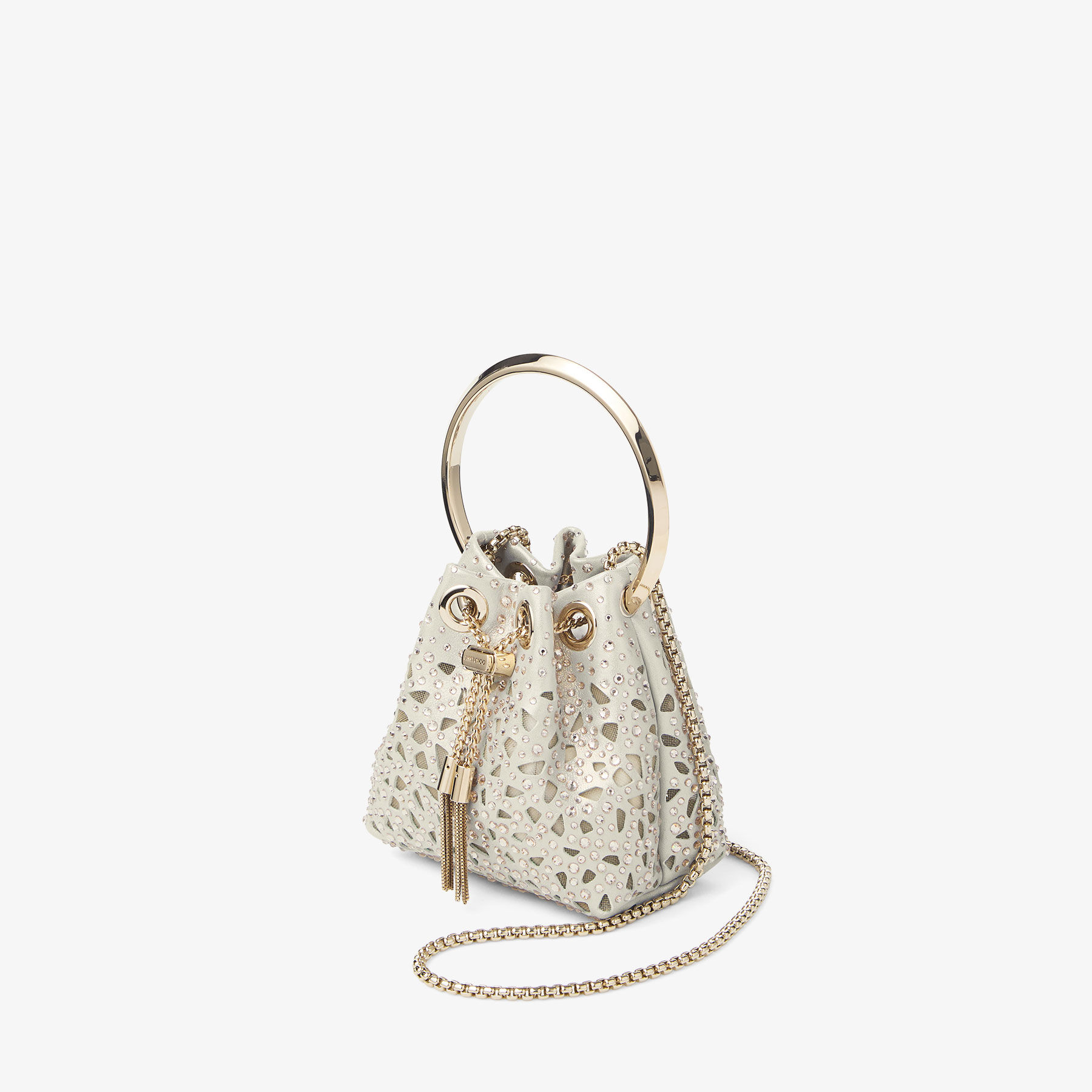 Micro Bon Bon Gold Shimmer Suede Crystal Mini Bag