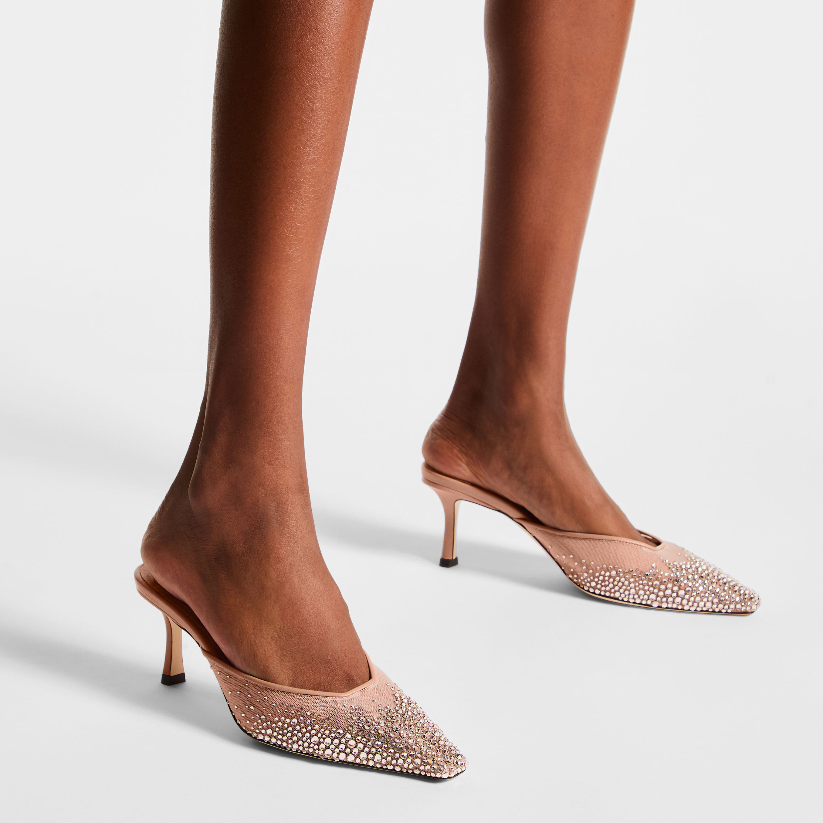 Vivi 65 Pink Crystal Mesh Mules