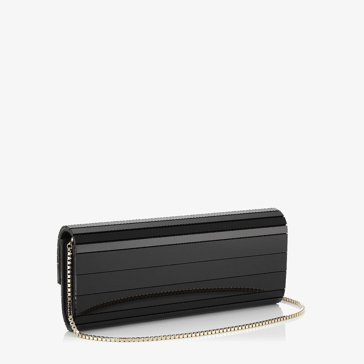 Sweetie Black Acrylic Clutch Bag with Gold Chain Strap