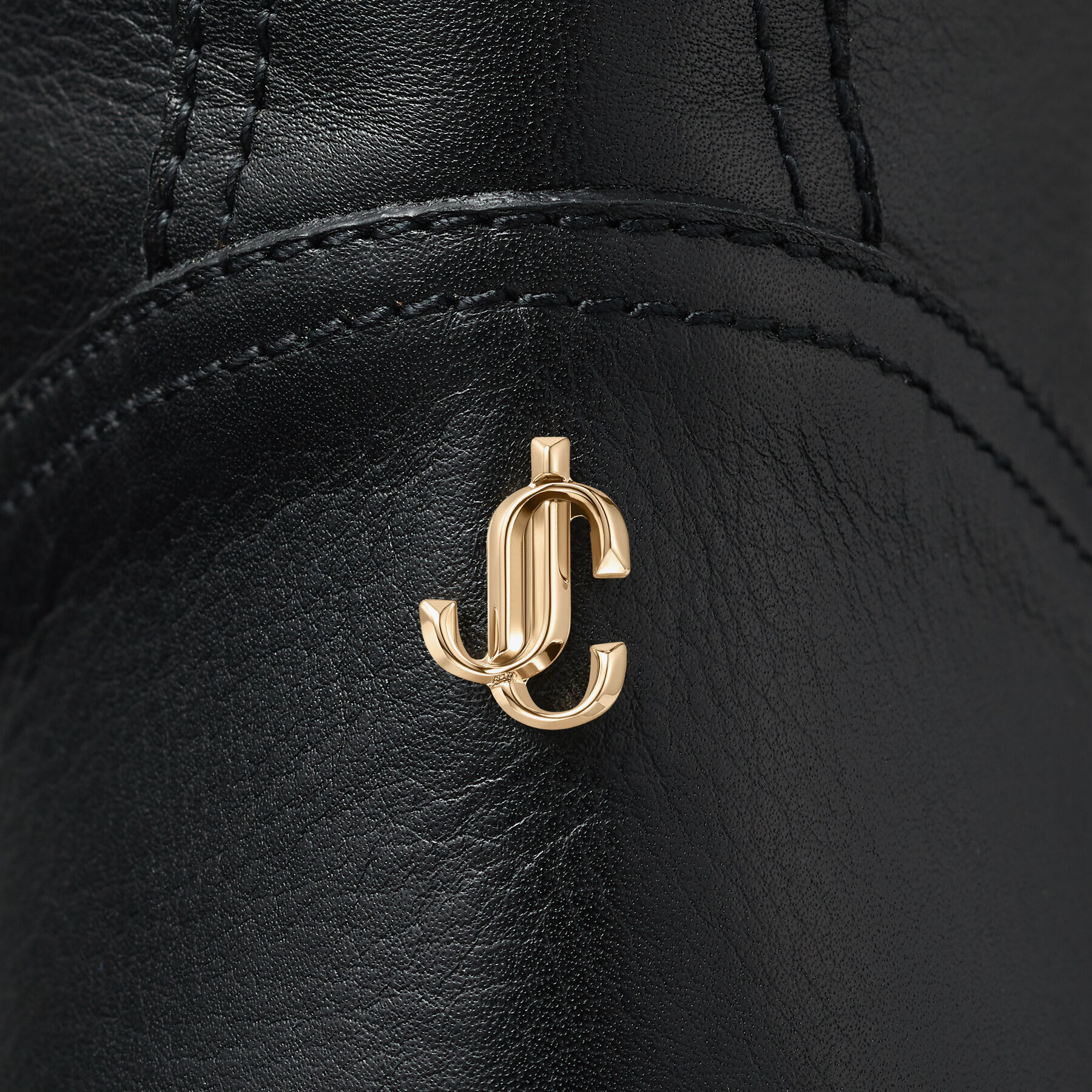 Youth II Black Smooth Leather Biker Boots with Gold Buckles