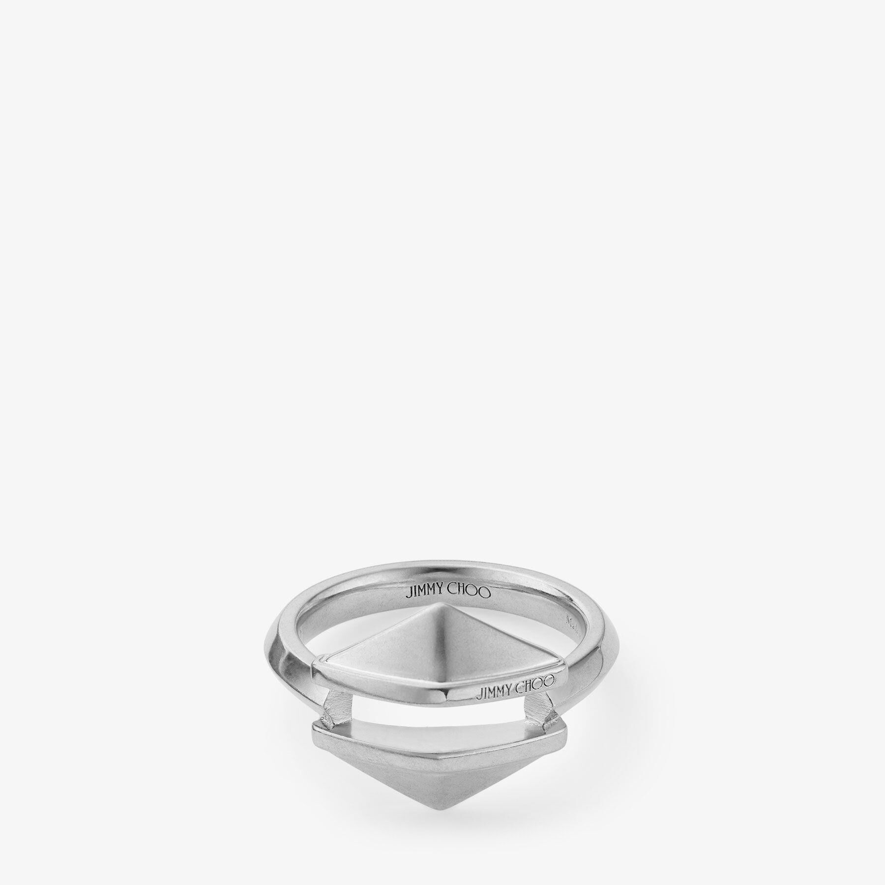 Diamond Link Ring Silver Finish Ring