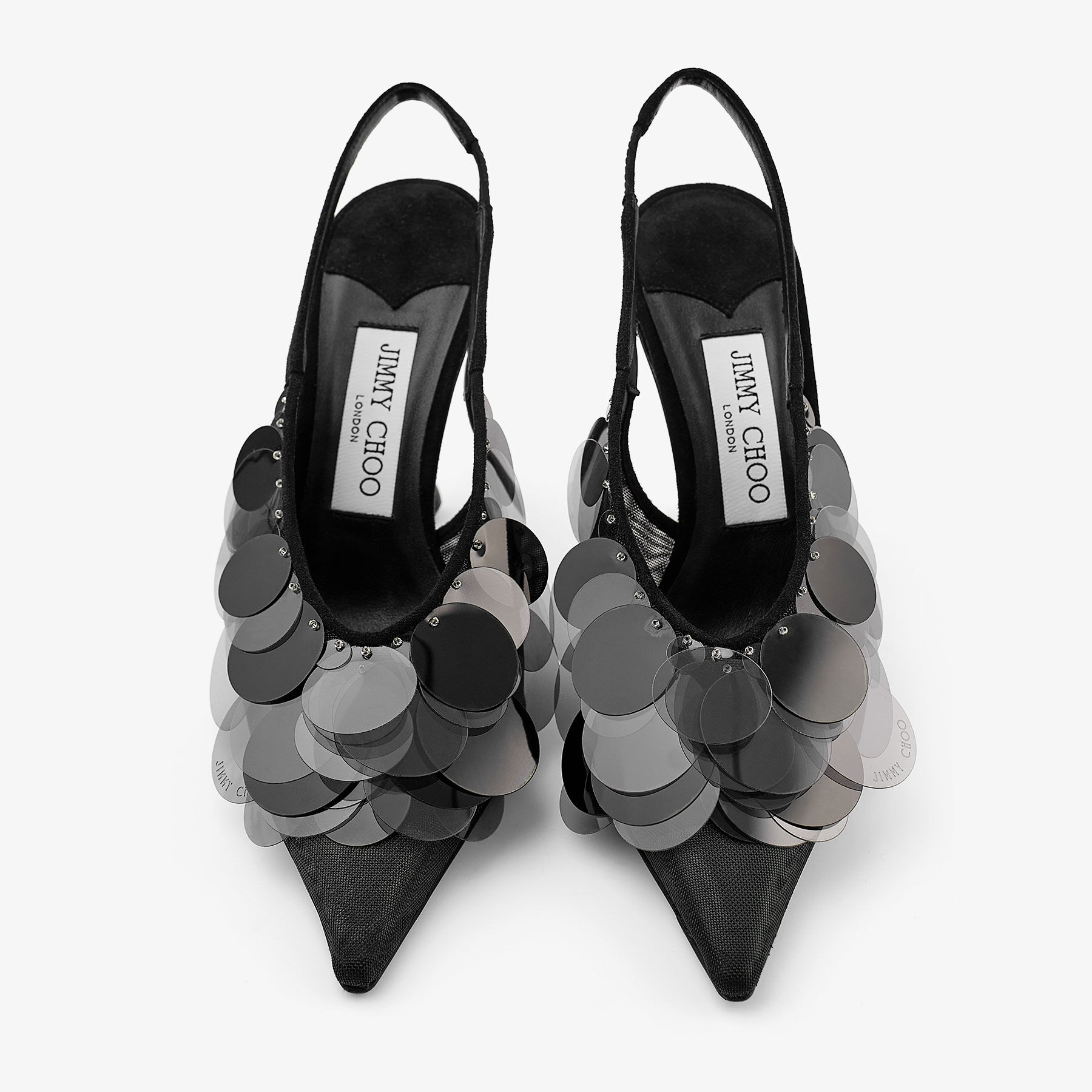 Isa 95 Black Mesh Paillette Pumps