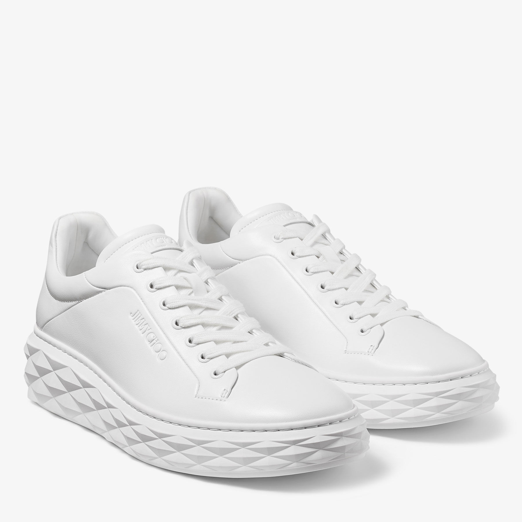 Diamond Maxi M II White Nappa Leather Platform Trainers