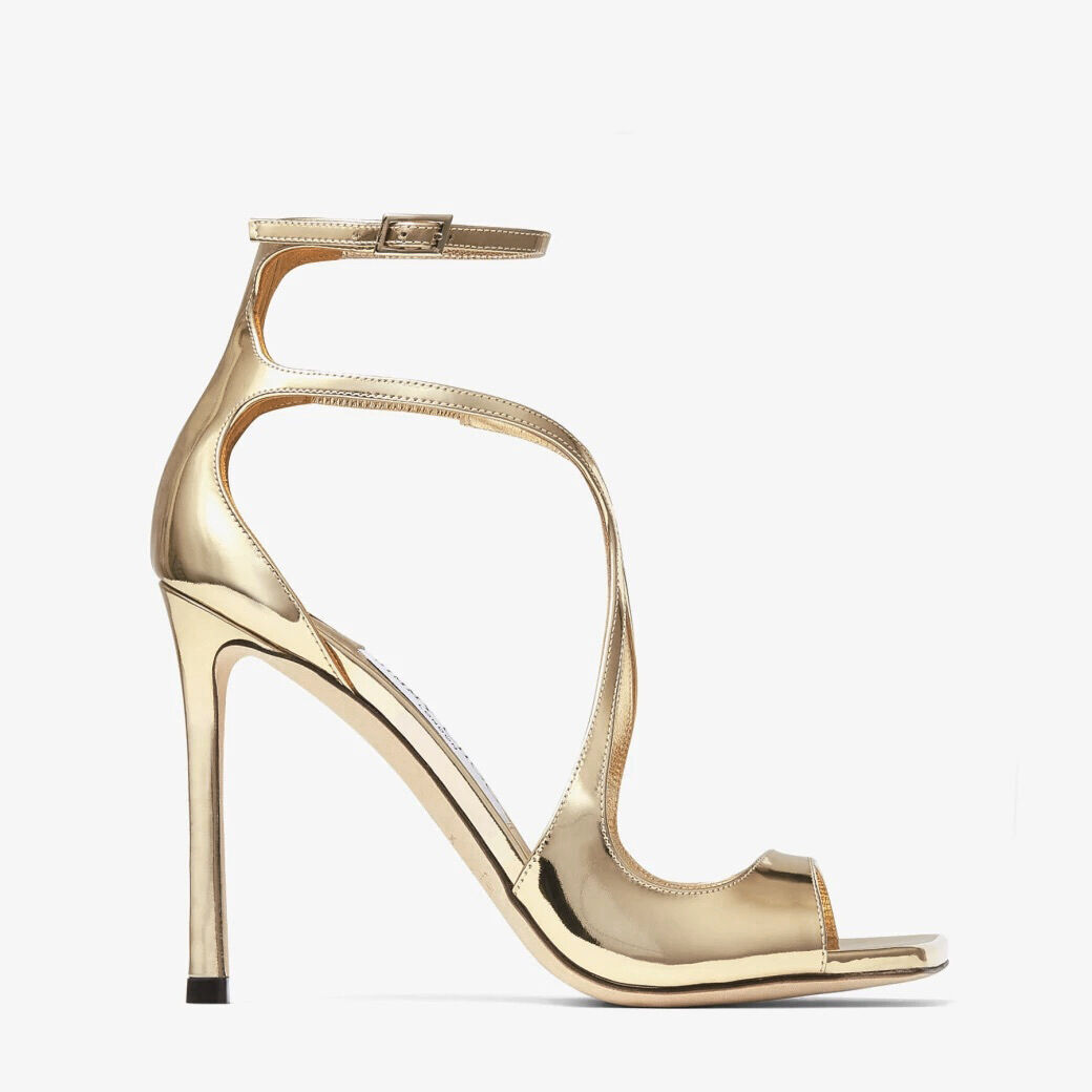 Azia 110 Gold Liquid Metal Leather Sandals