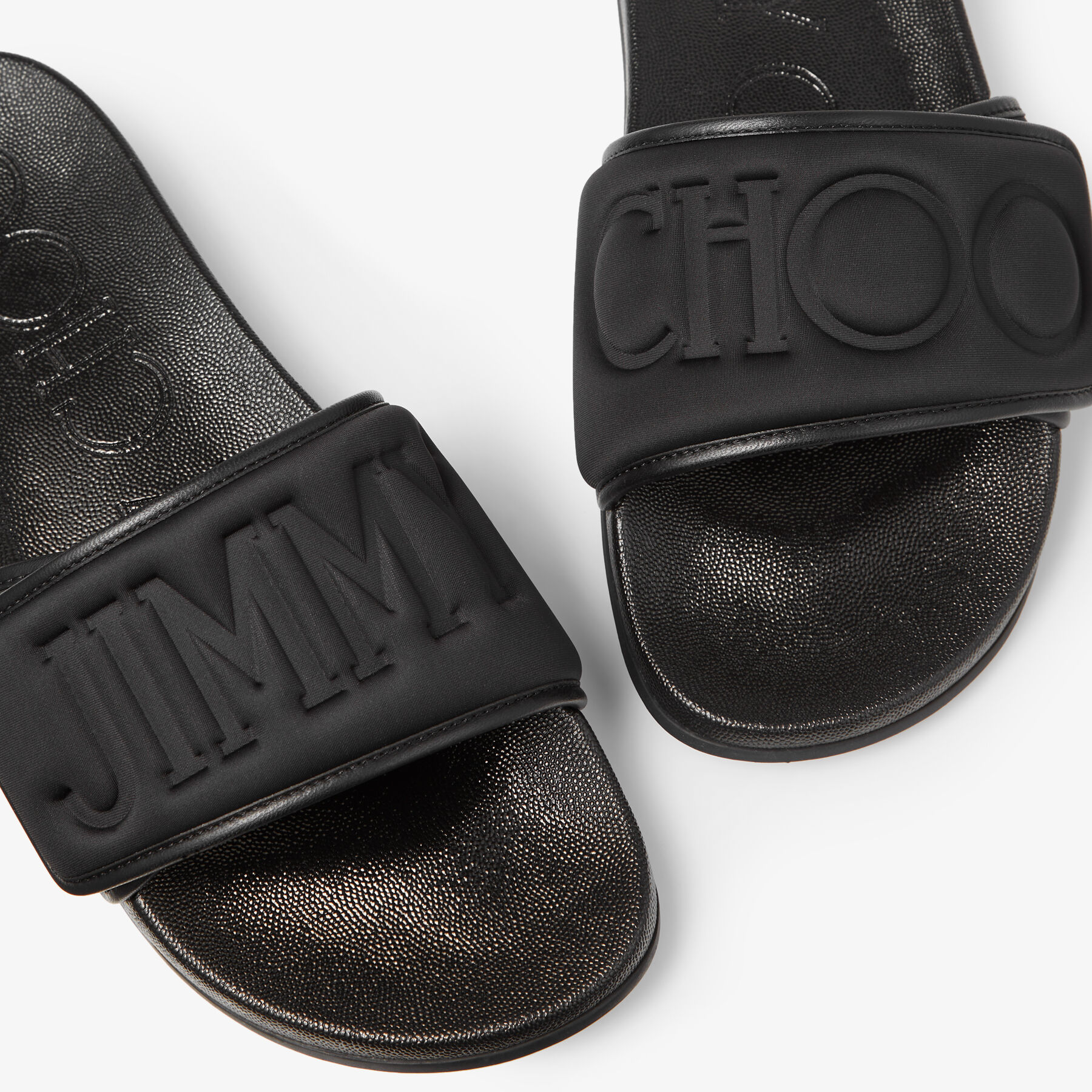 Fitz M Black Puffed Logo Lycra Slides