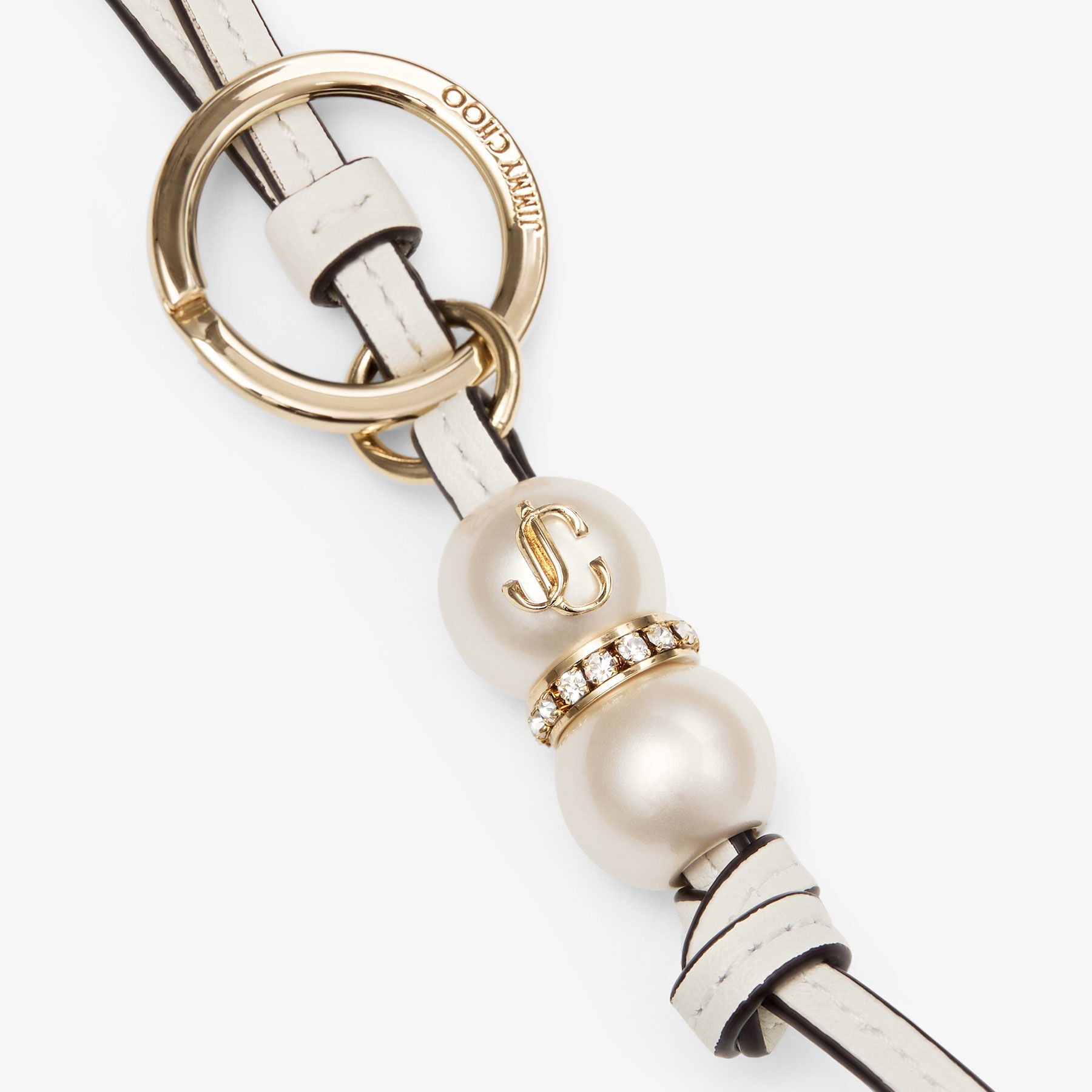 Spheres Charm Latte Leather Pearl Bag Charm