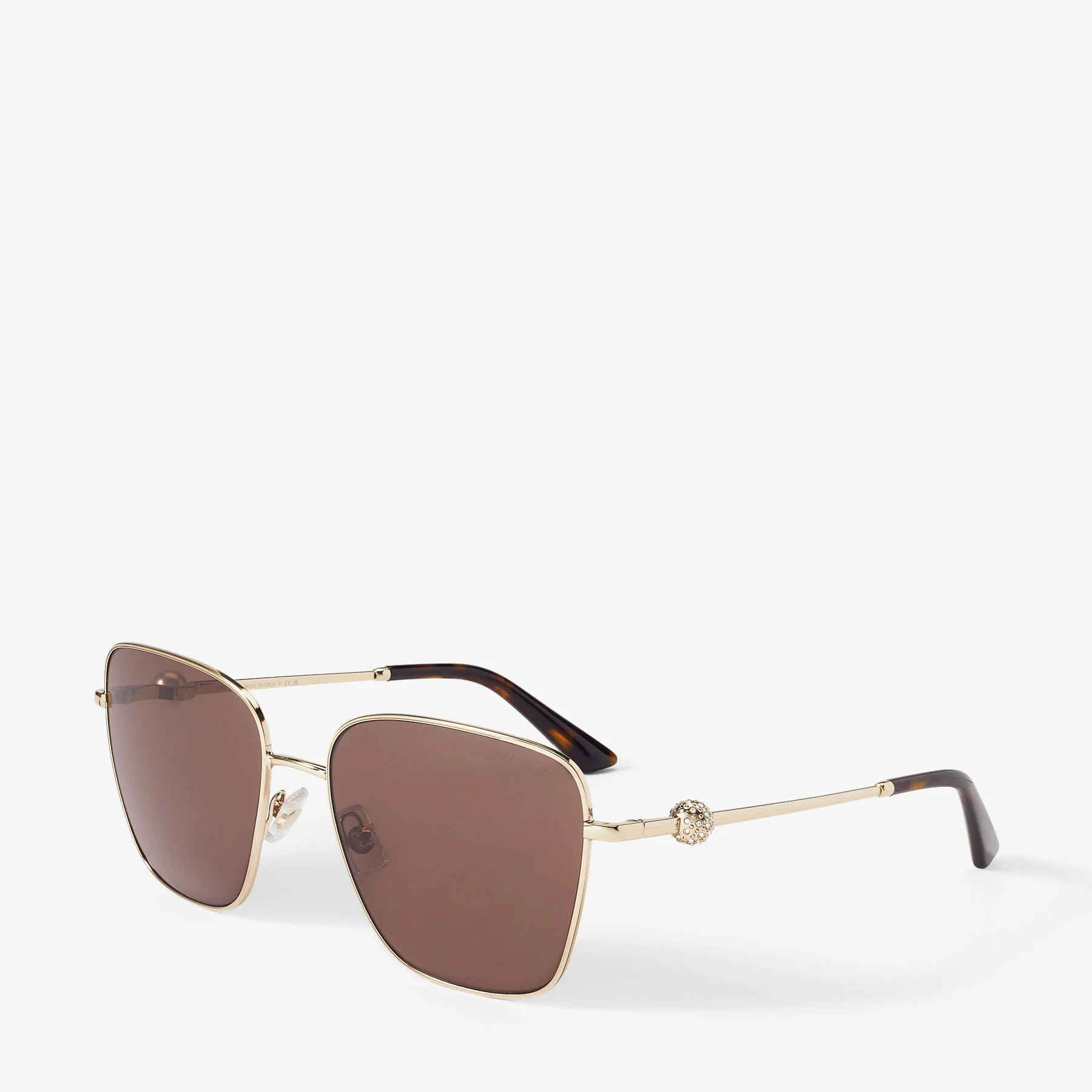 Pua Pale Gold Square Sunglasses with Crystals
