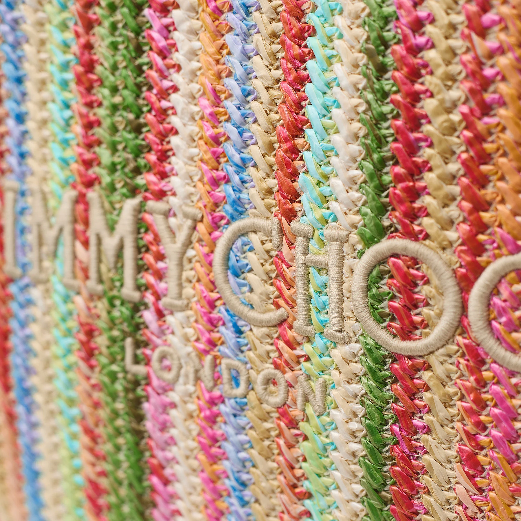 Zip Top Pouch Ecru Striped Raffia Pouch