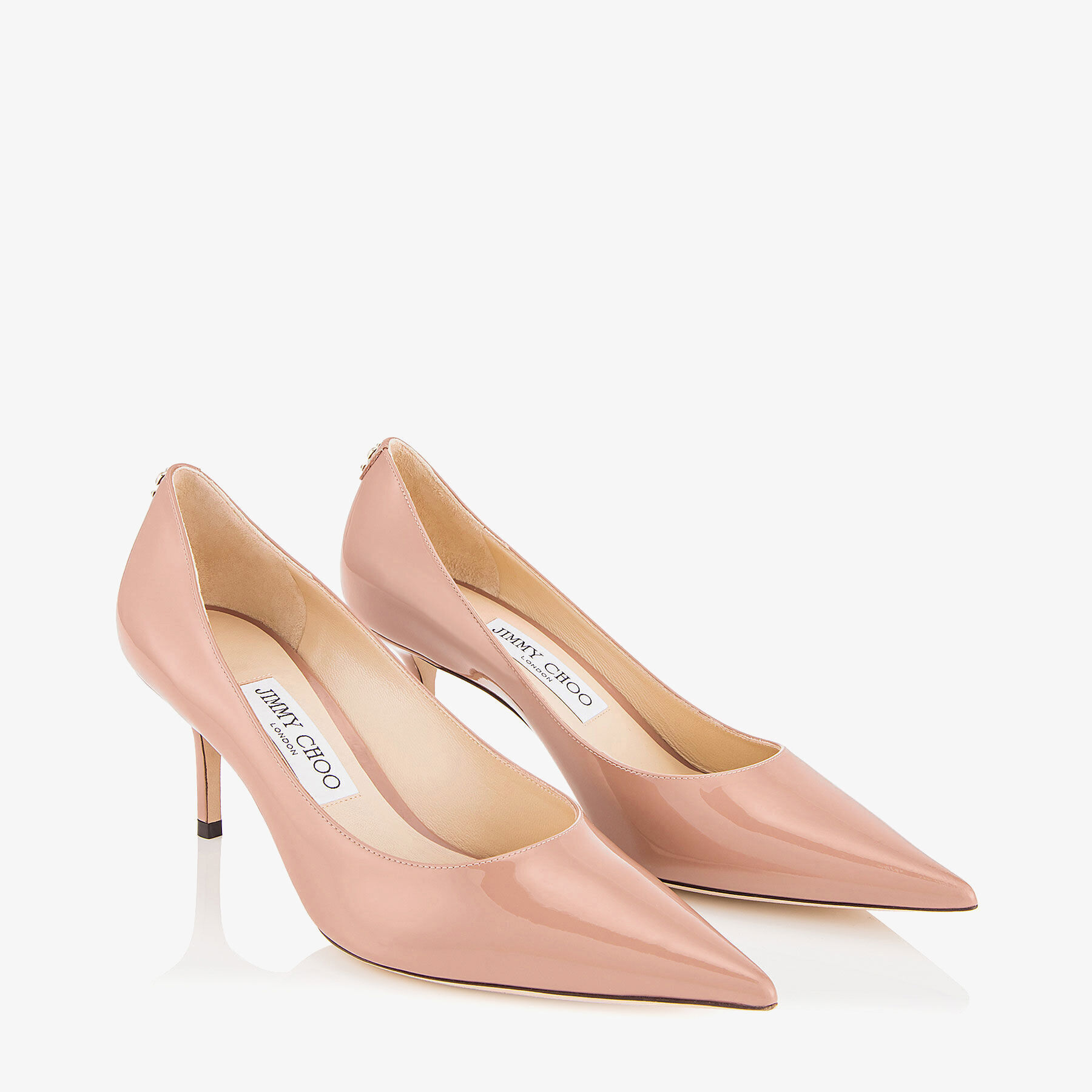 Love 65 Ballet-Pink Patent-Leather Pumps with JC Emblem