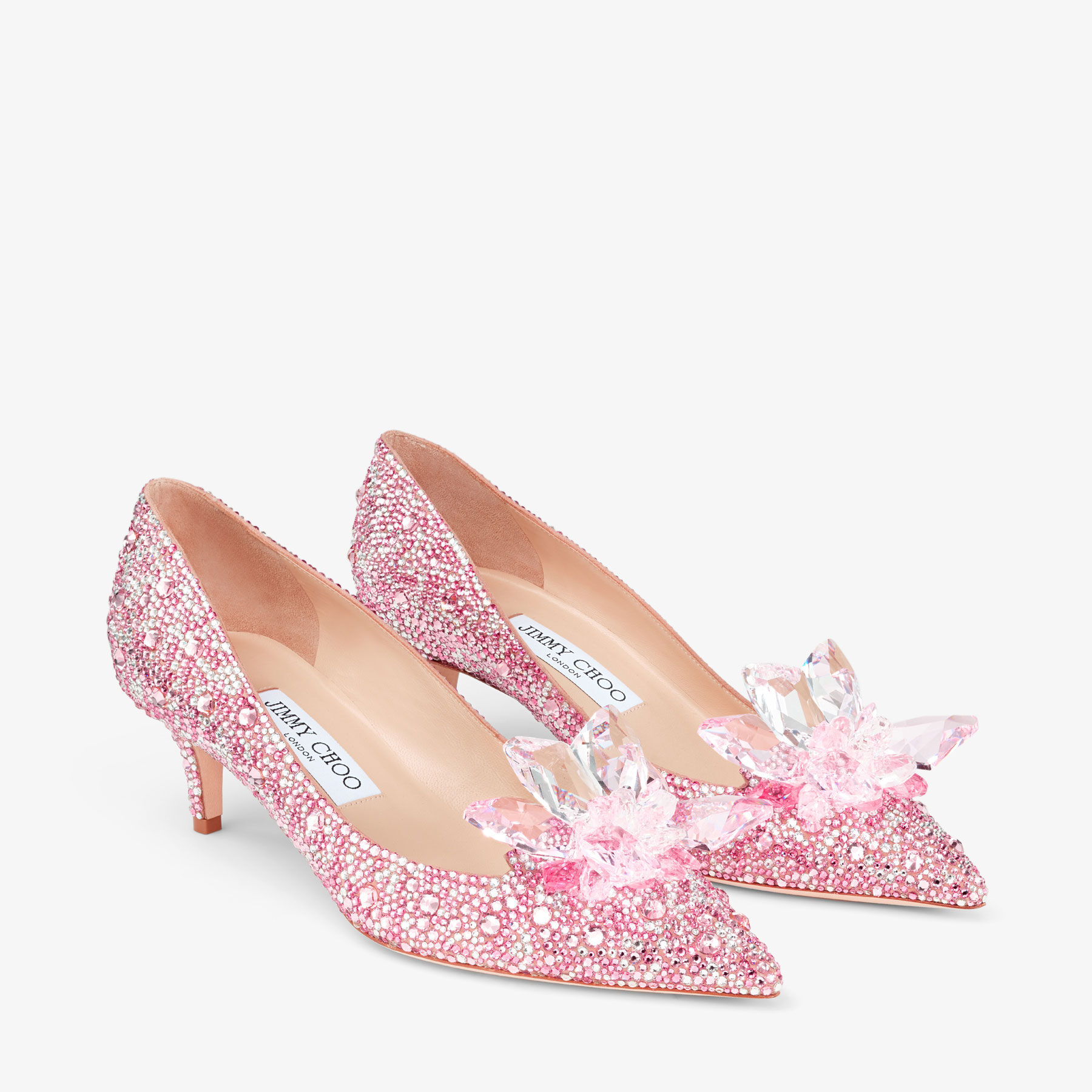 Allure Rose Mix Suede and Crystal Covered Pointy Toe Pumps