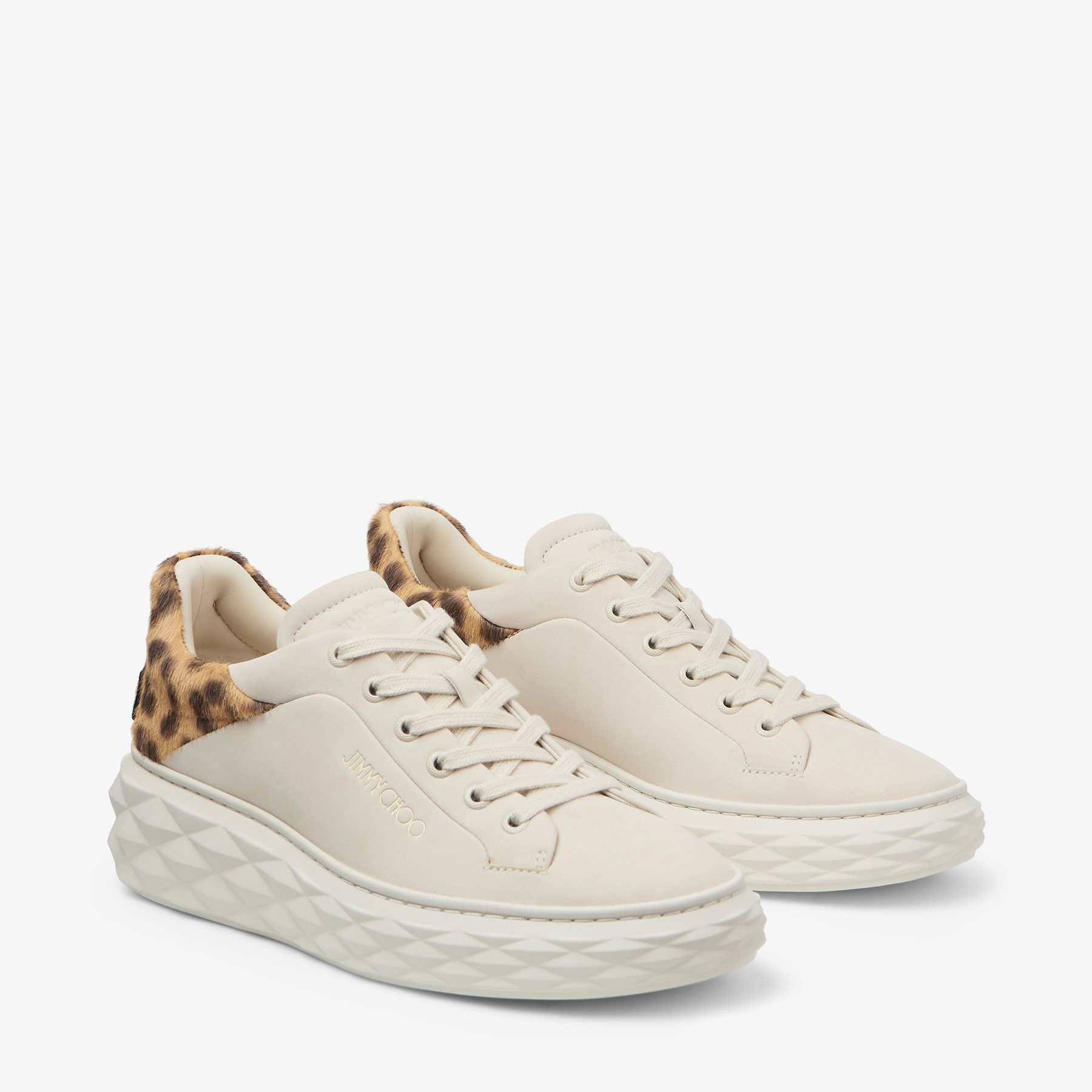 Diamond Maxi F II Chalk Leopard Print Leather Trainers