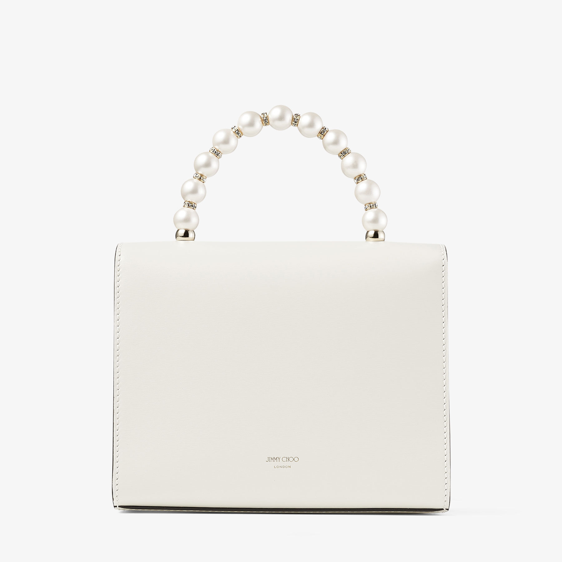 Avenue  Top Handle S Latte Box Leather Top Handle Bag with Pearls