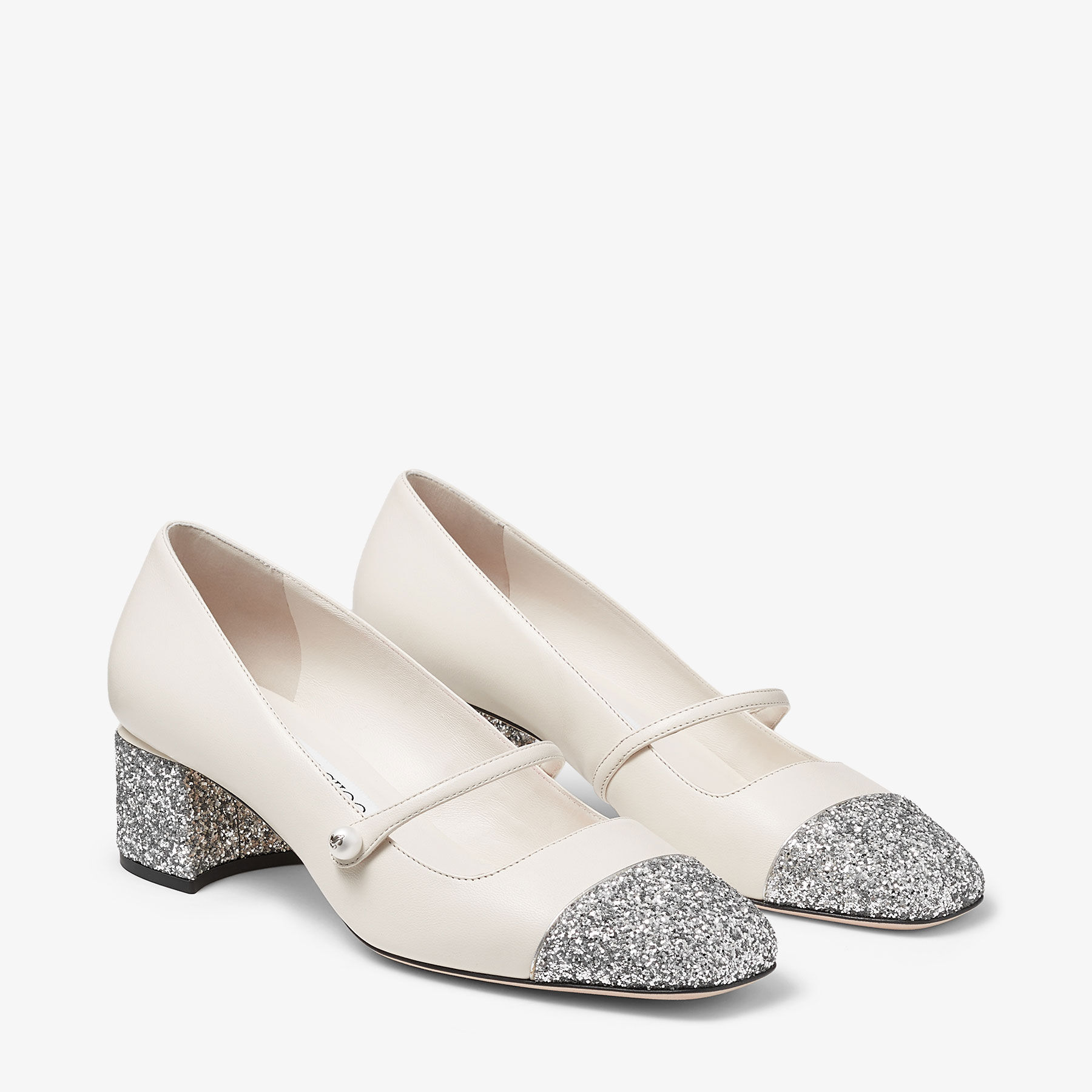 Elisa 45 Silver/Latte Glitter Leather Pumps