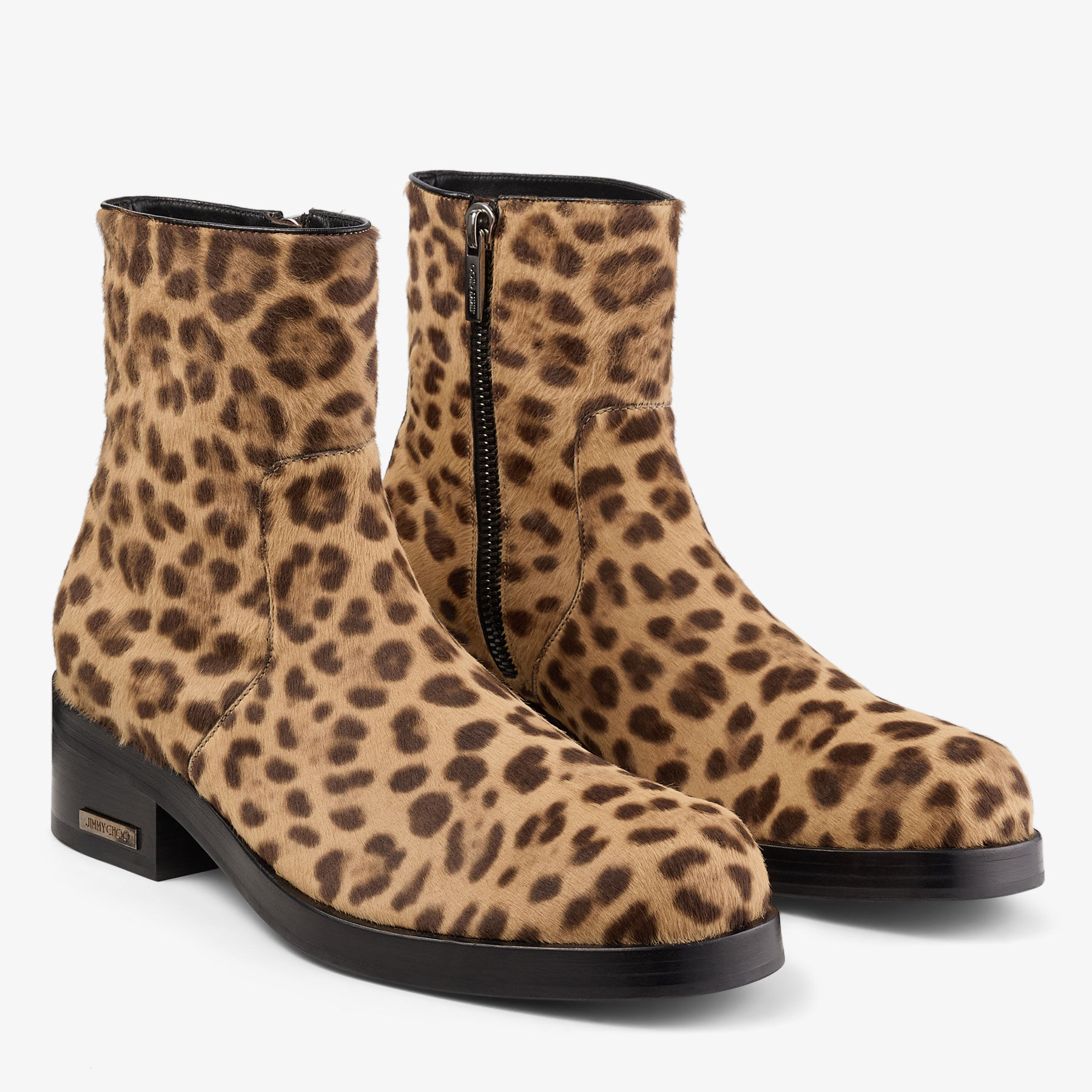 Elias Zip Boot Natural Leopard Print Pony Zip Boots