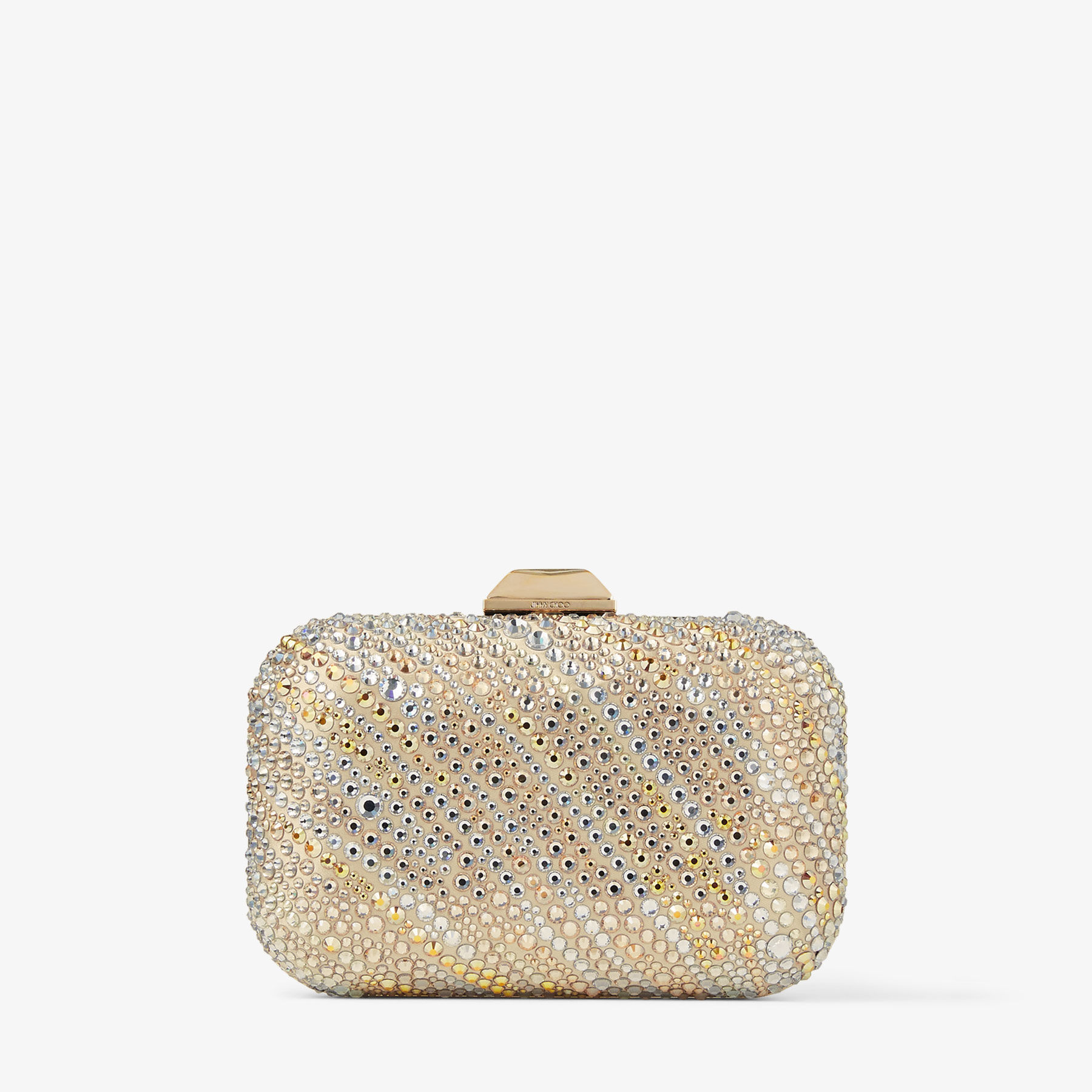 Cloud Gold Satin Crystal Clutch Bag