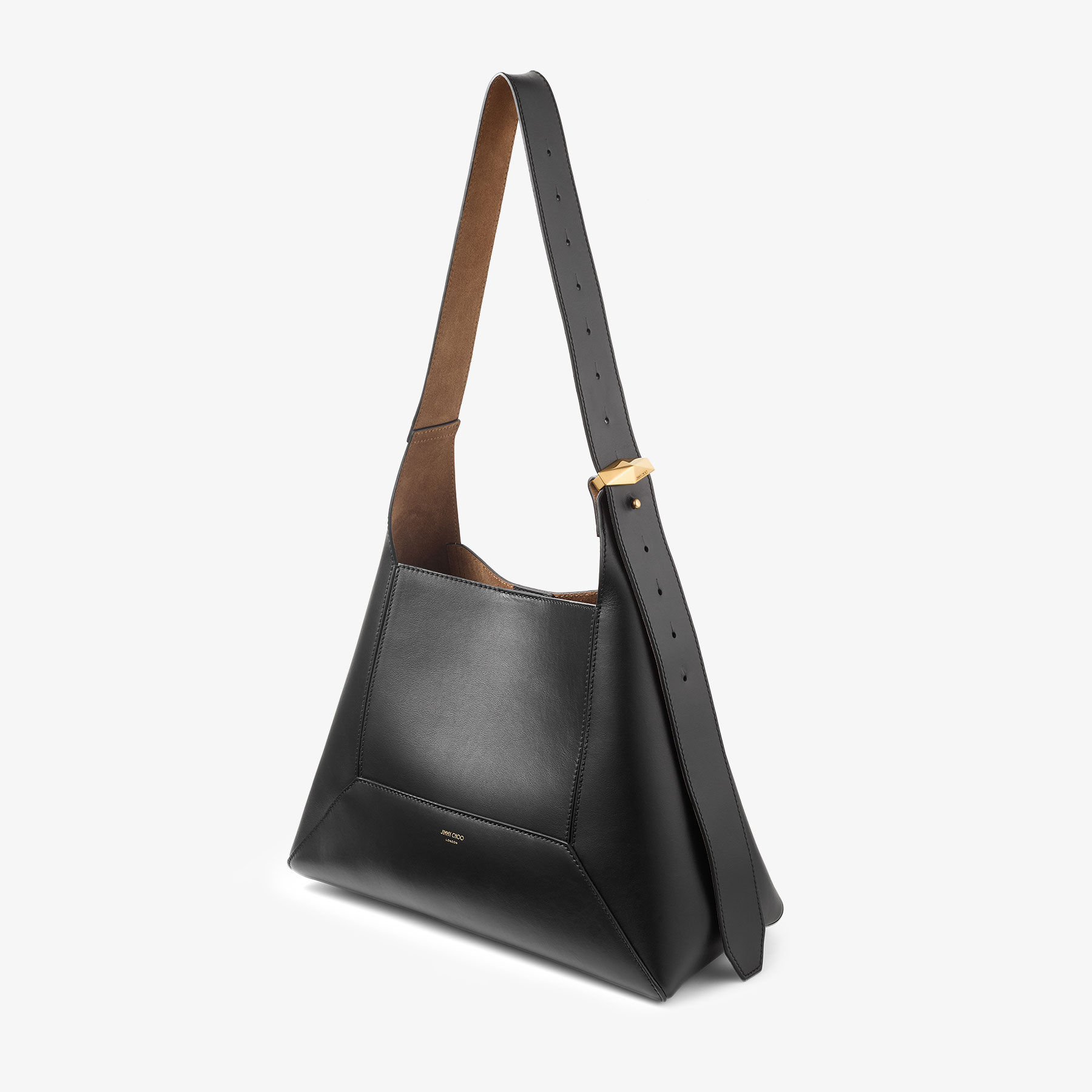 Diamond Hobo M Black Leather Shoulder Bag