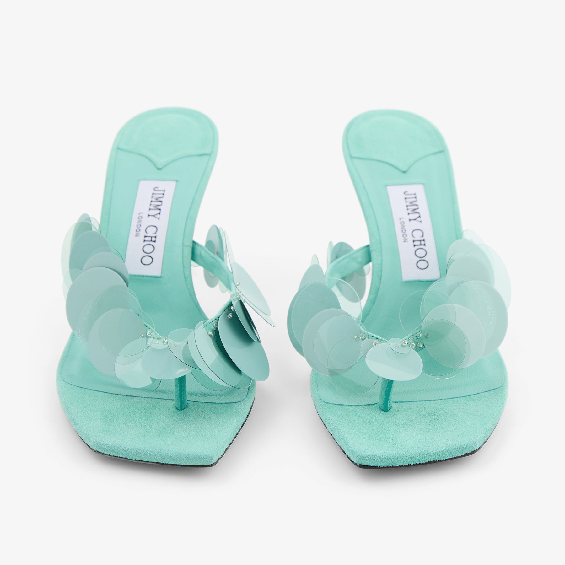 Freja 70 Aqua Green Suede Paillette Sandals