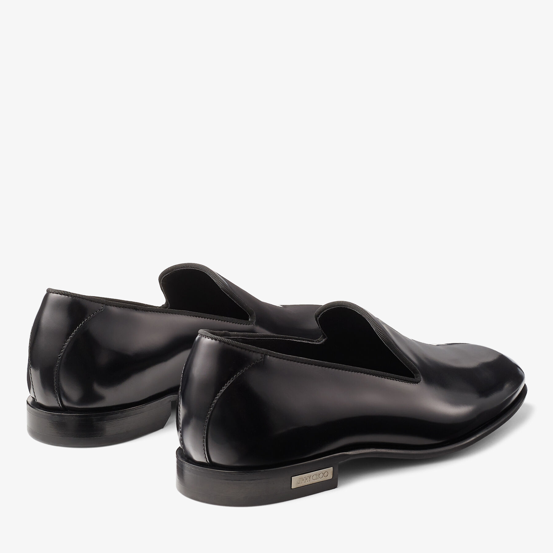 Thame Black Shiny Calf Leather Slipper