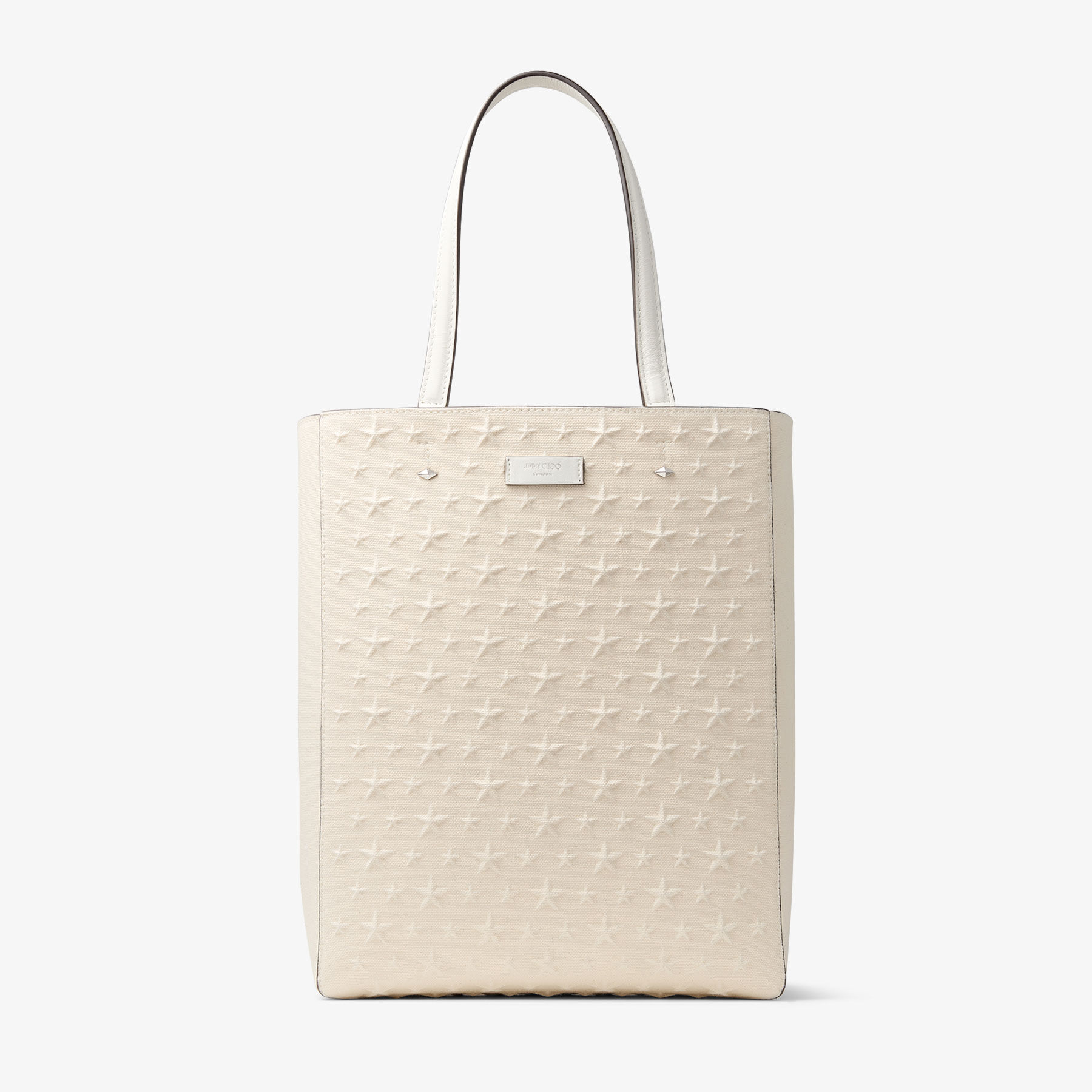 Lenny North-South M-M Natural Embossed Canvas Tote Bag