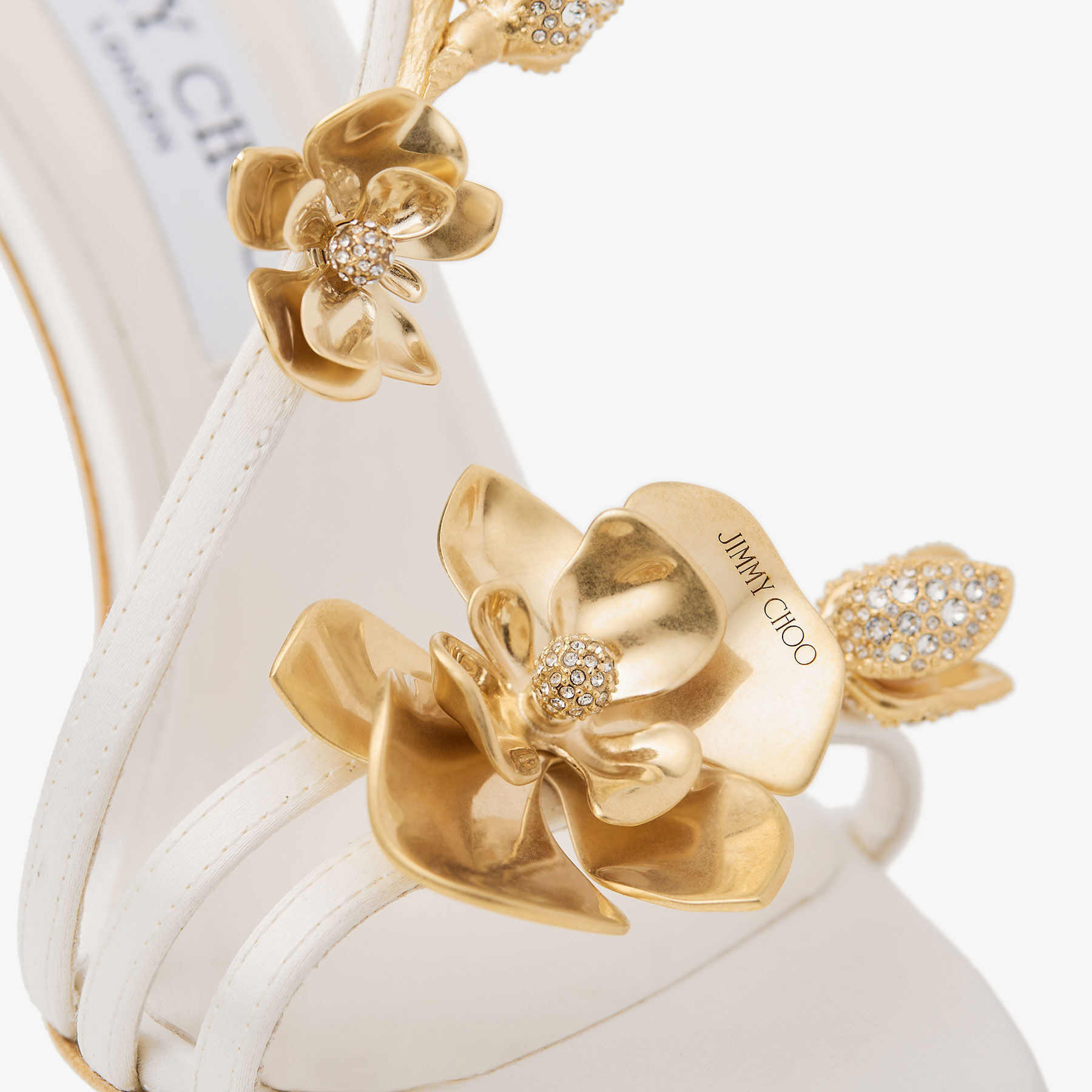Zea 95 Ivory Satin Flower Sandals
