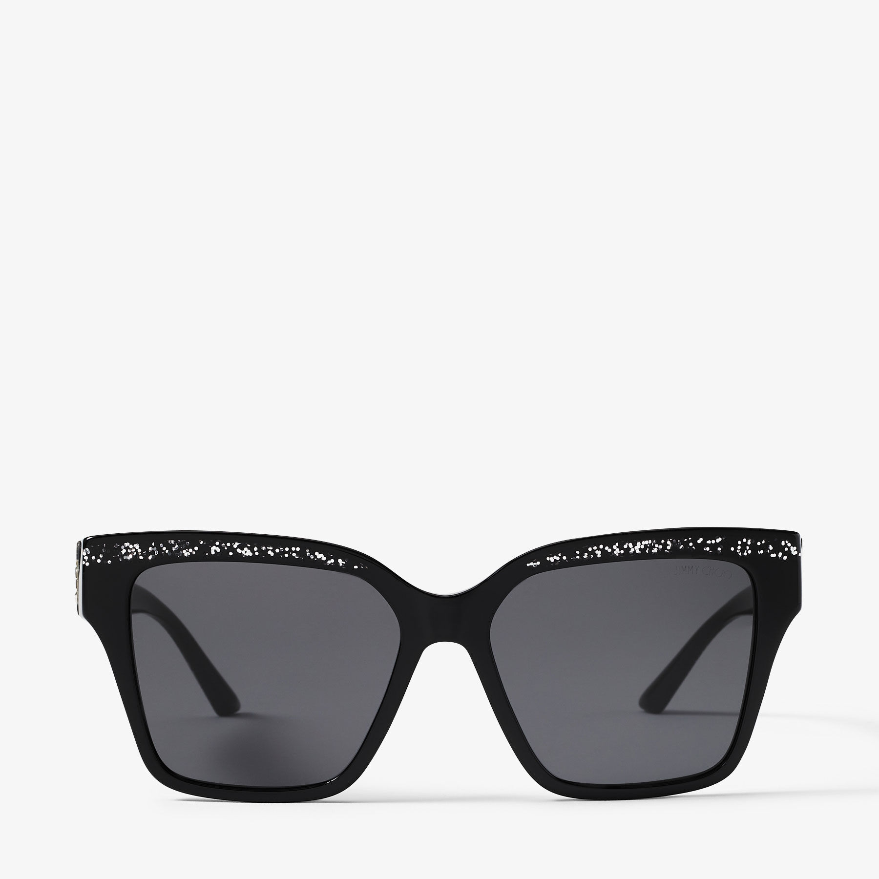 Giava Black Glitter Square Sunglasses