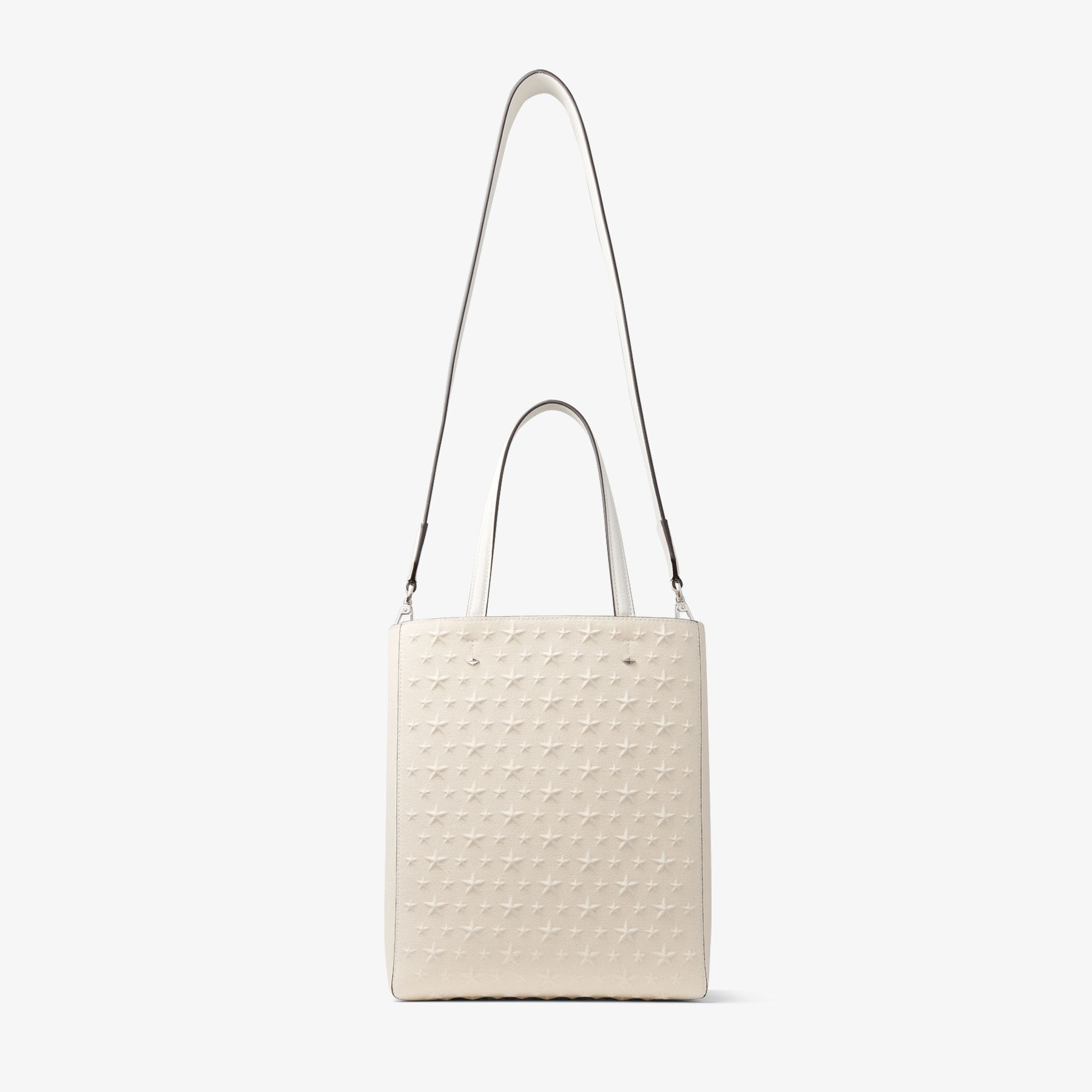 Lenny North-South M-M Natural Embossed Canvas Tote Bag