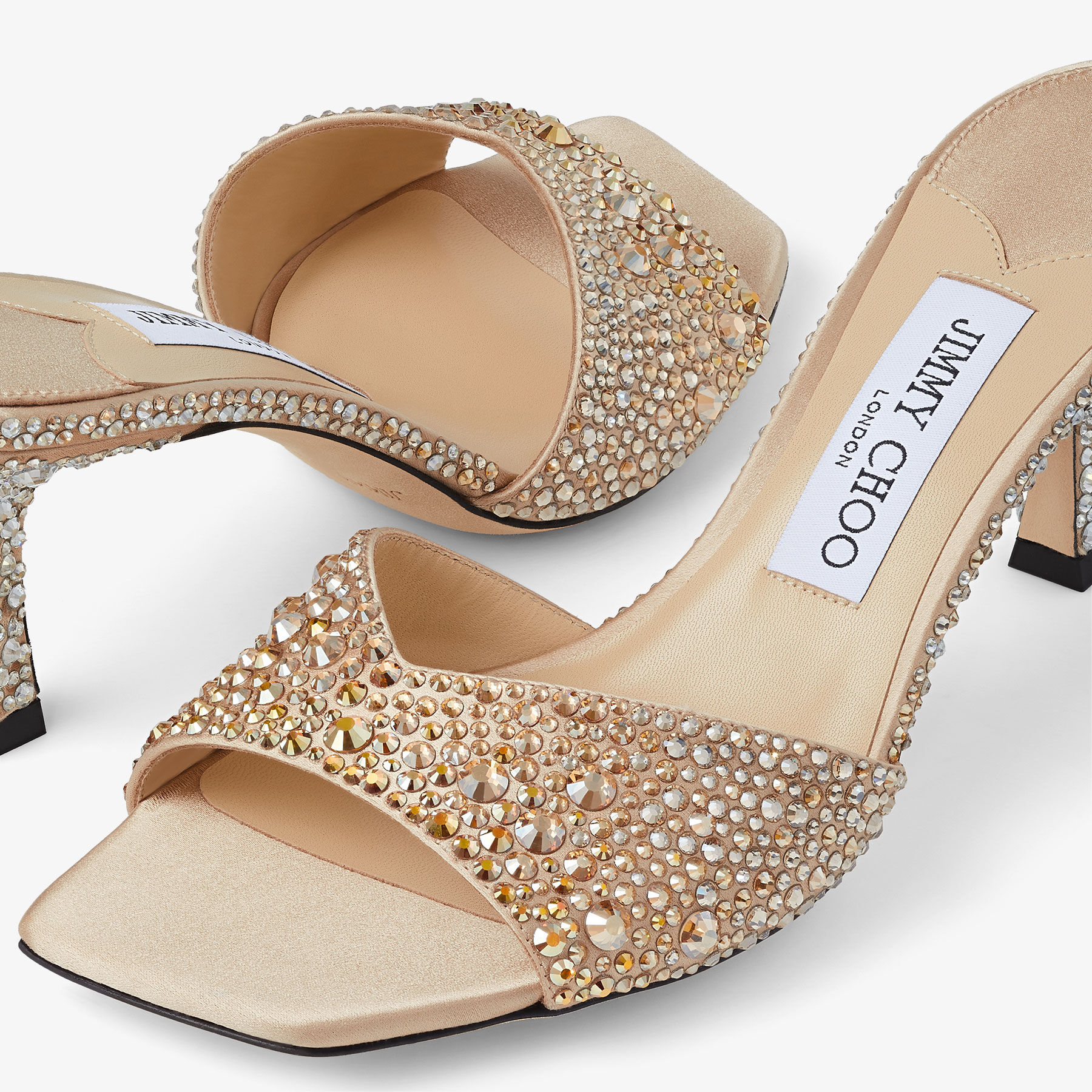 Skye 70 Gold Satin Crystal Sandals