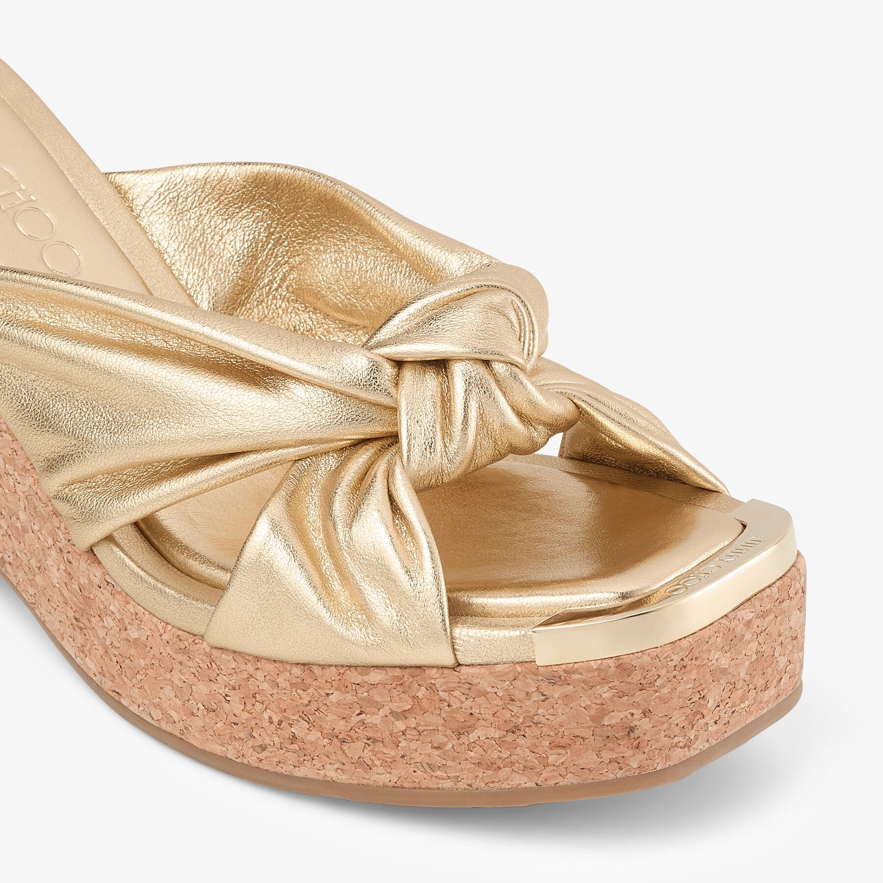 Avenue Wedge 95 Gold Metallic Nappa Wedge Mules