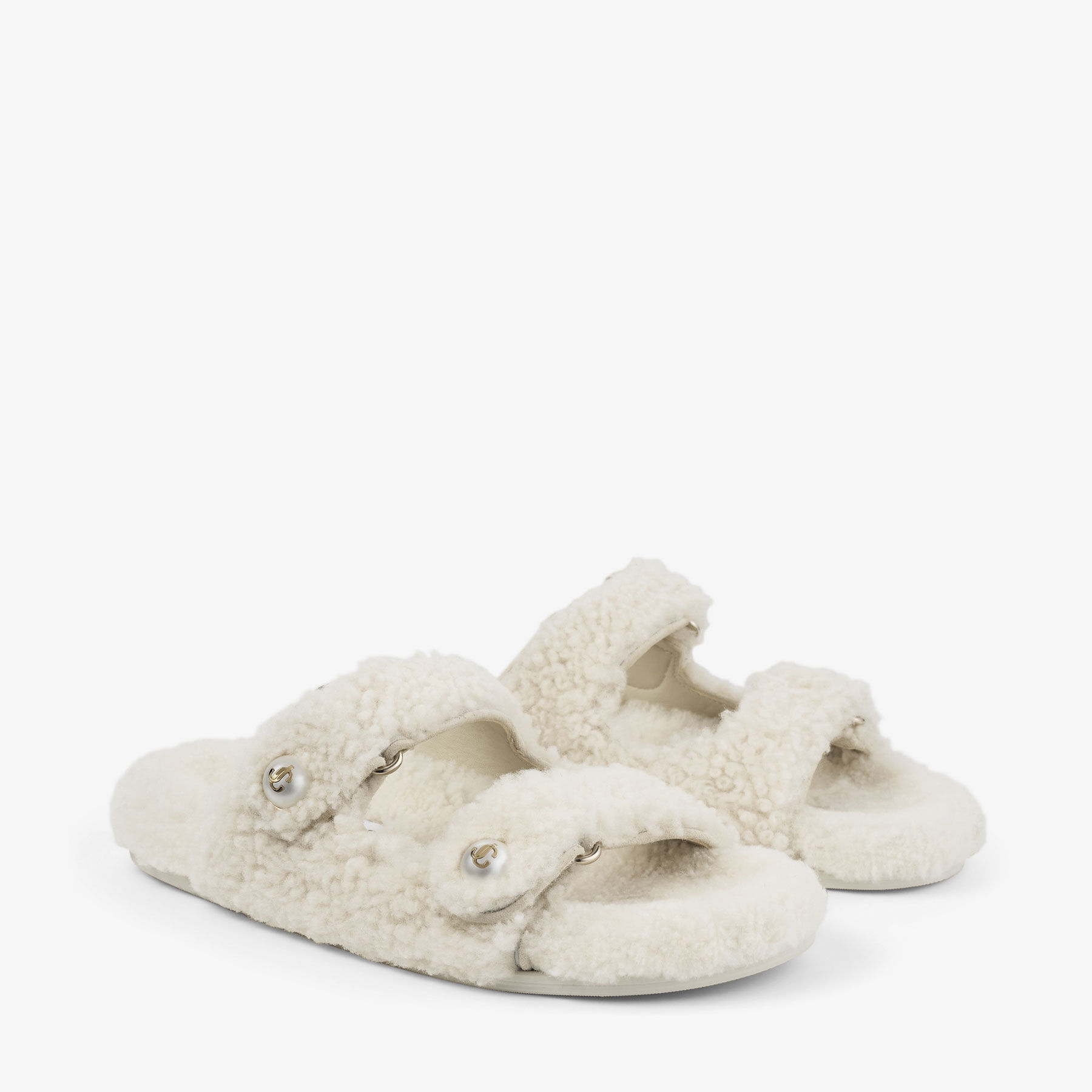 Fayence Sandal Natural Curly Shearling Sandals
