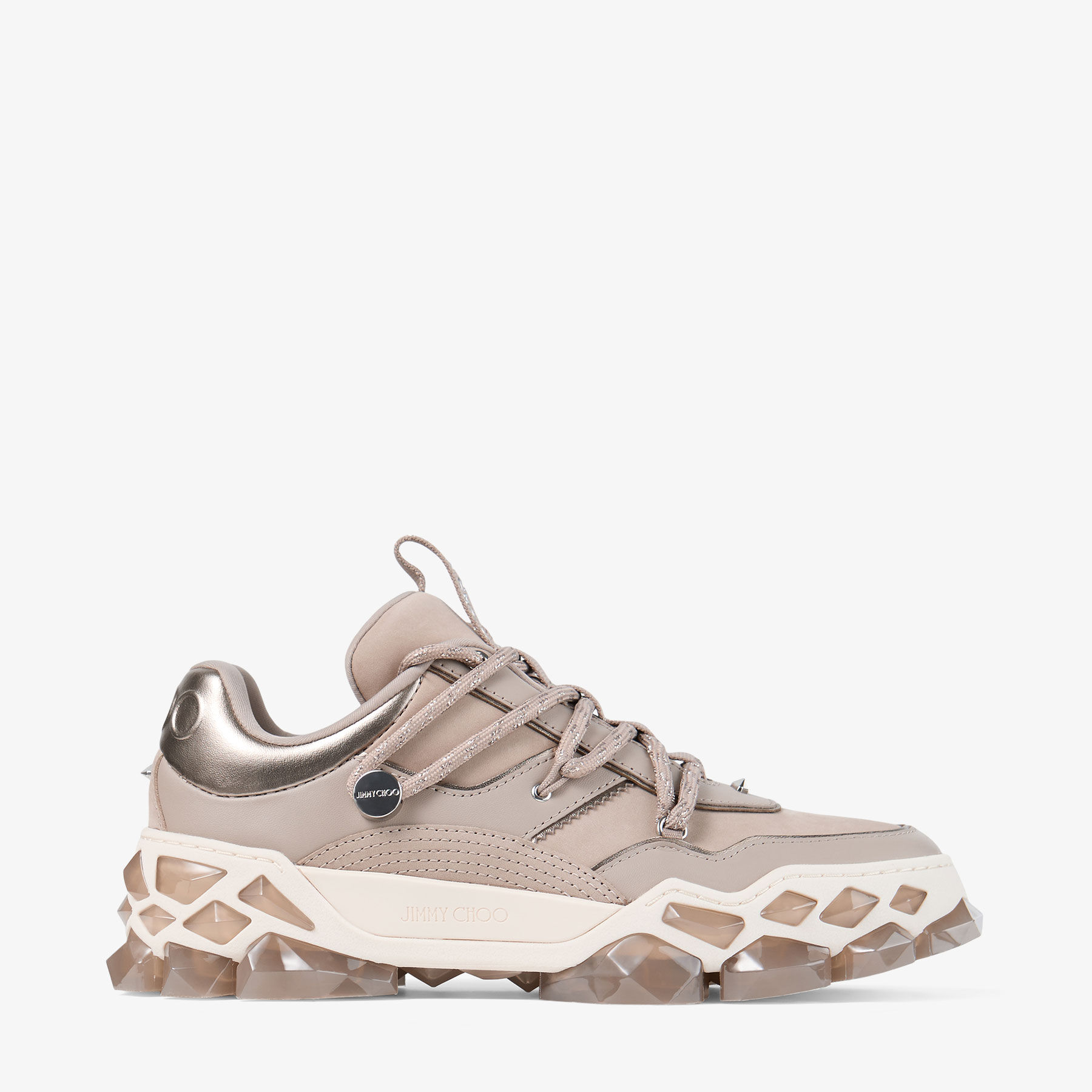 Diamond X II F Taupe Leather Trainers