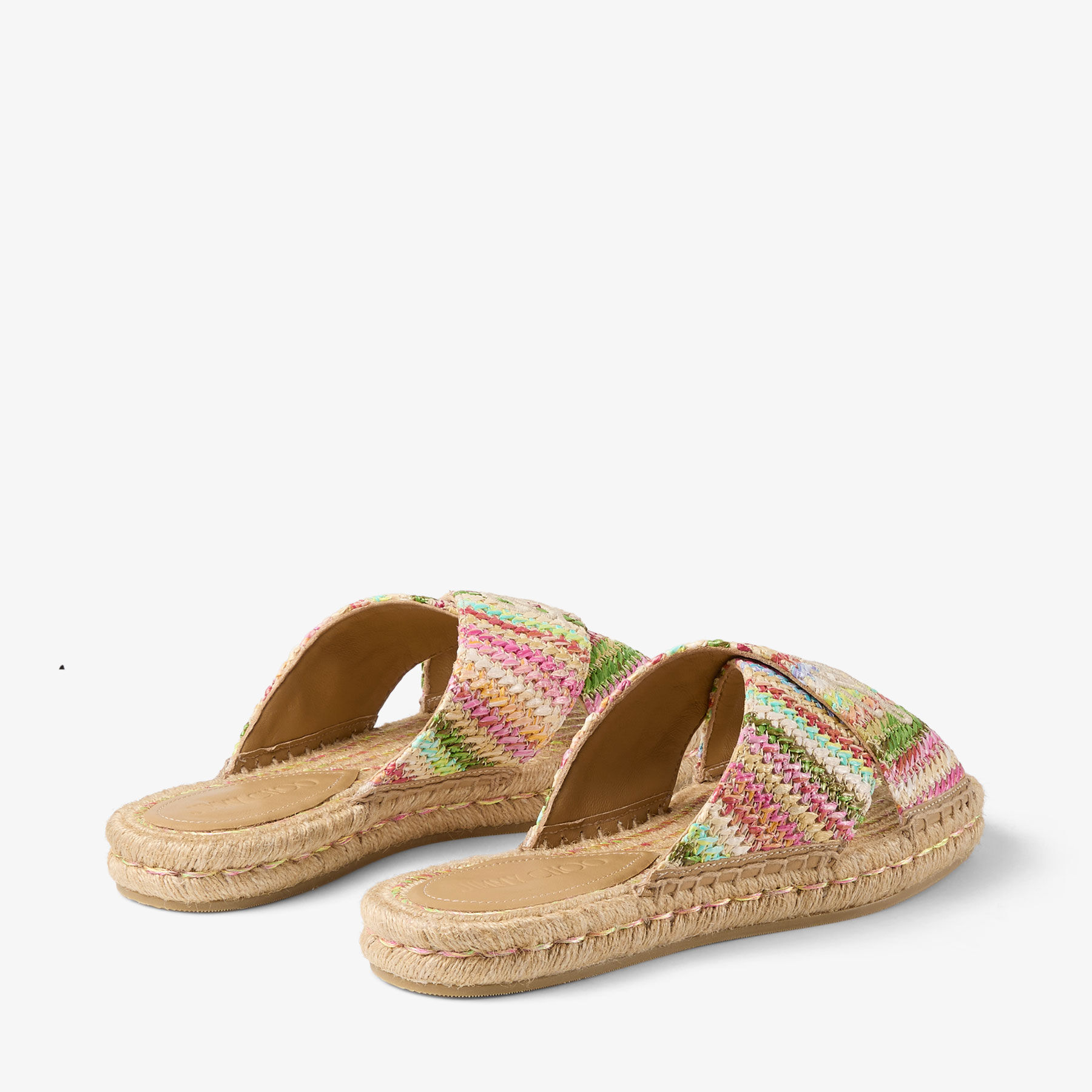 Aciel Sandal Flat Ecru Striped Raffia Sandals