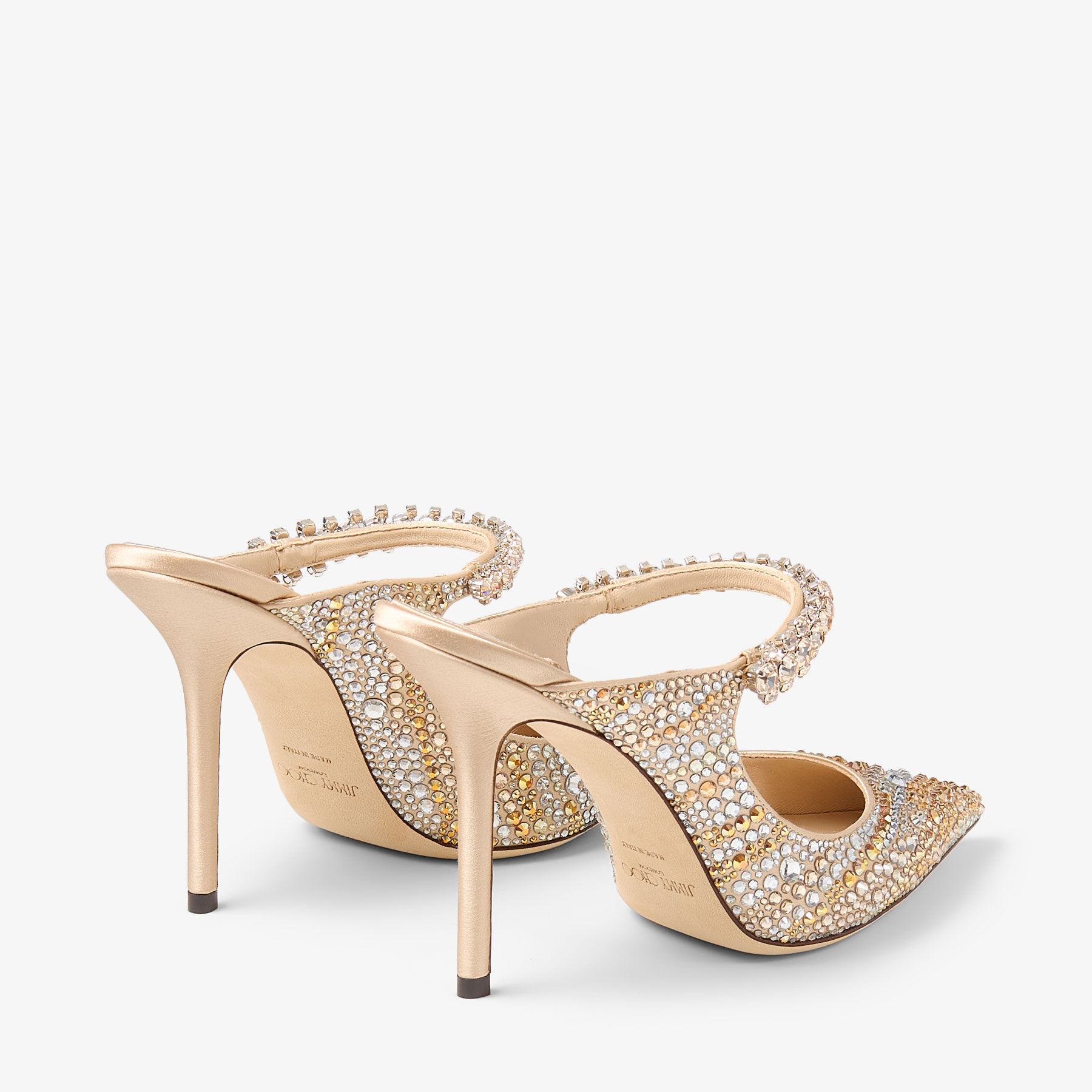 Bing 100 Gold Satin Crystal Mules