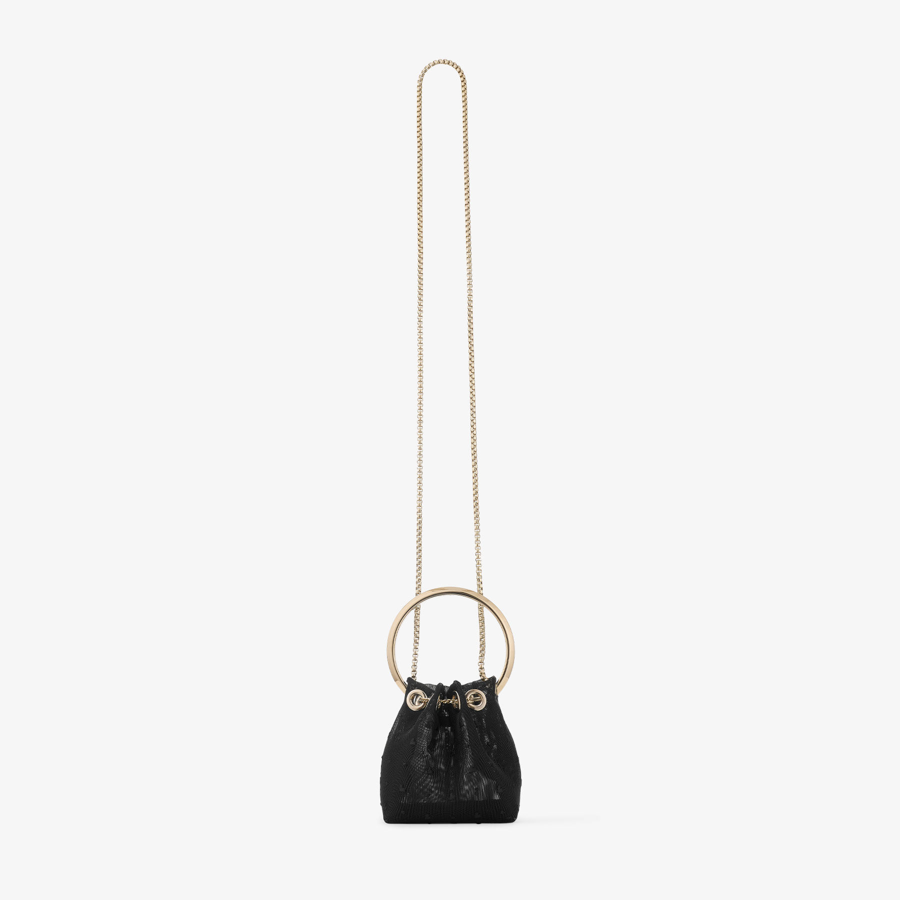 Micro Bon Bon Black Polka Dot Heart Mesh Mini Bag