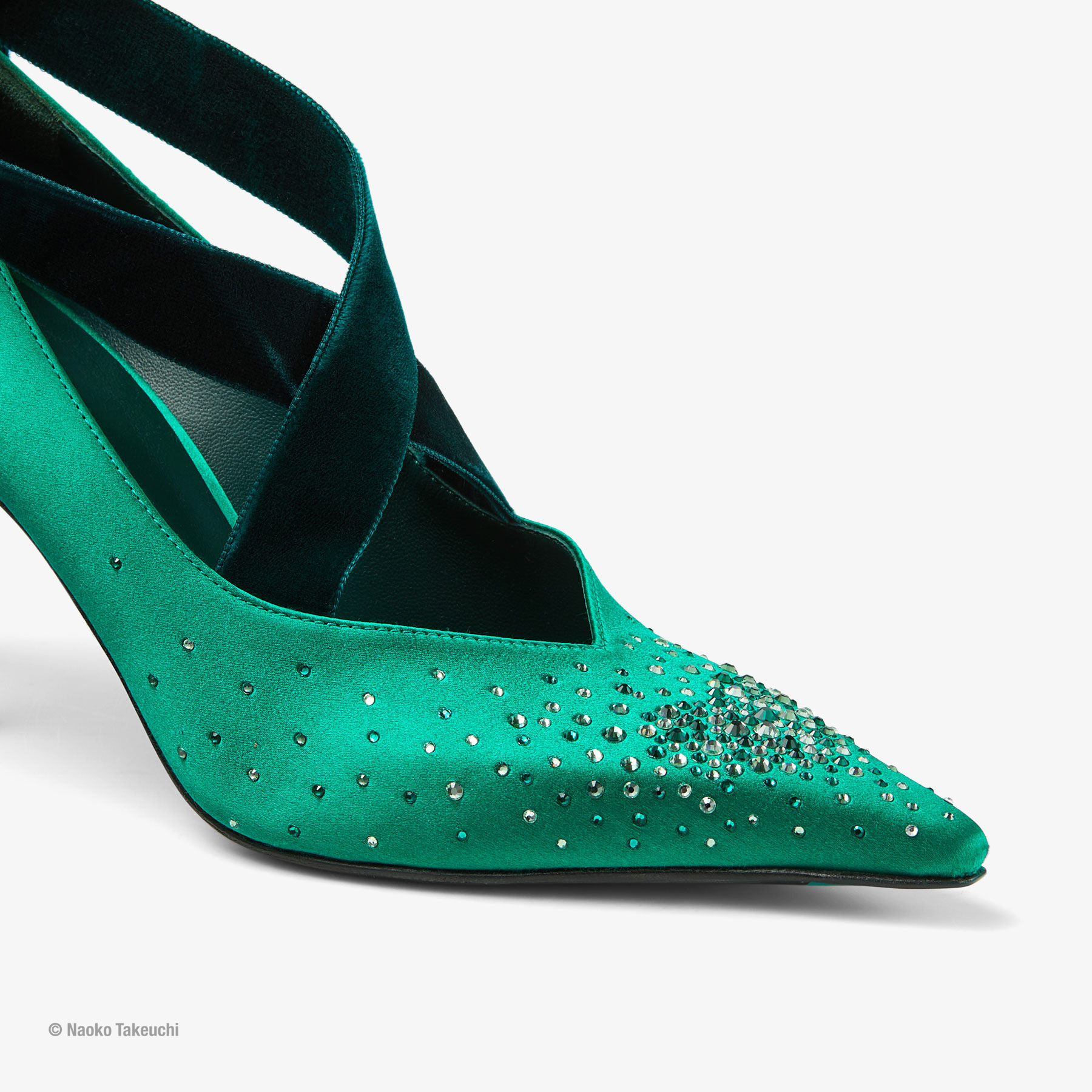 Sailor Neptune Pump 80 Emerald Green Satin Crystal Pumps