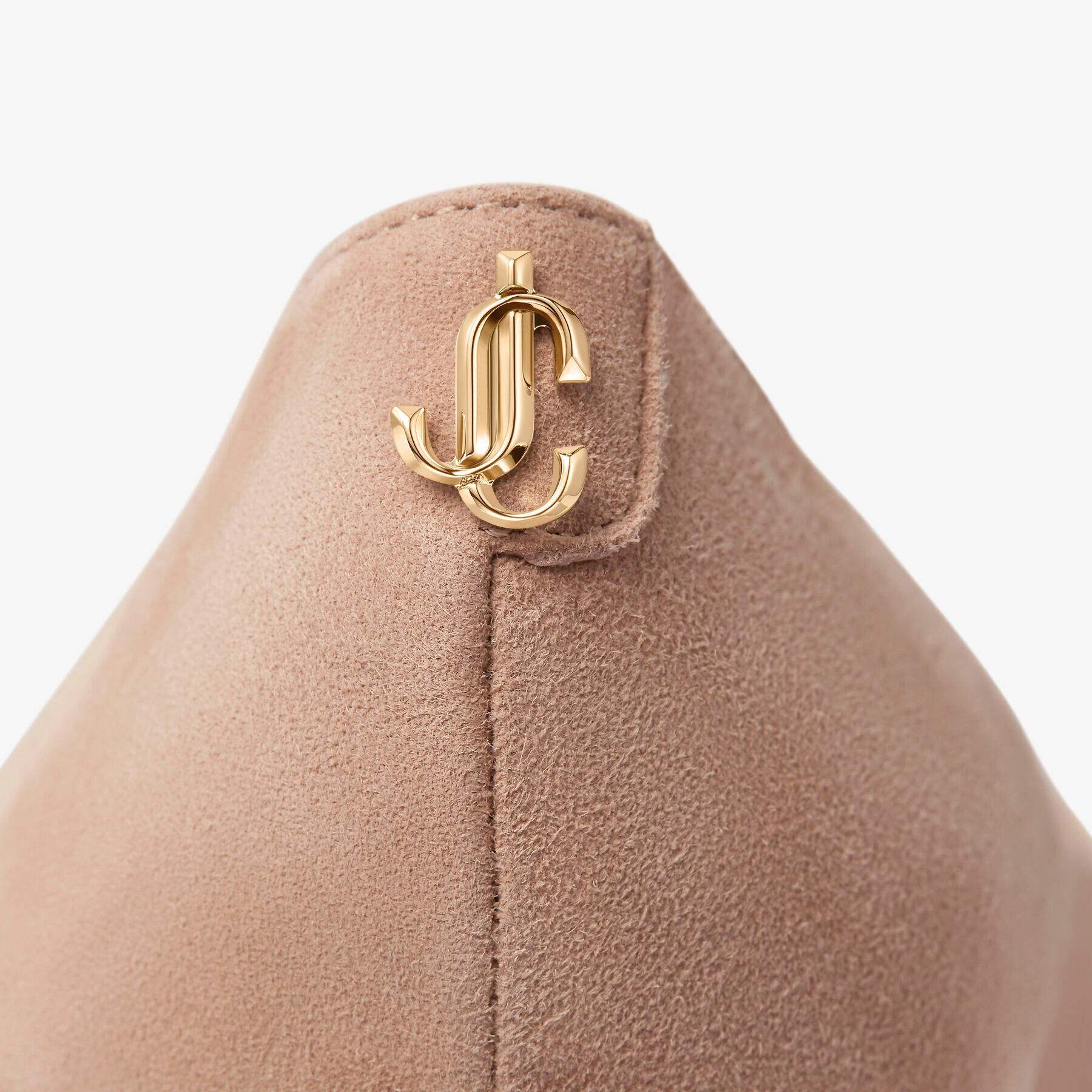 Love 85 Ballet-Pink Suede Pointed Pumps with JC Emblem
