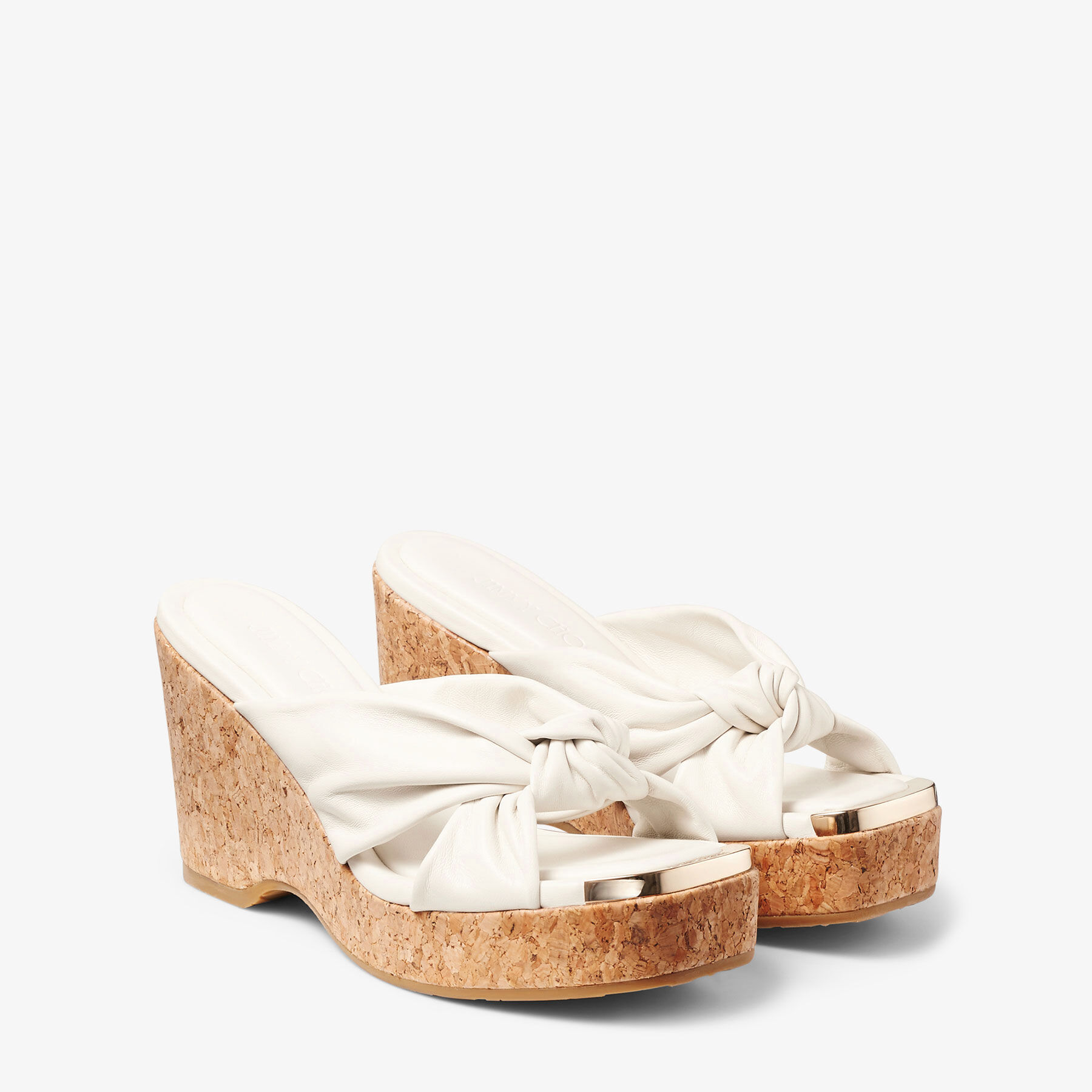 Avenue Wedge 110 Latte Nappa Leather Wedge Mules