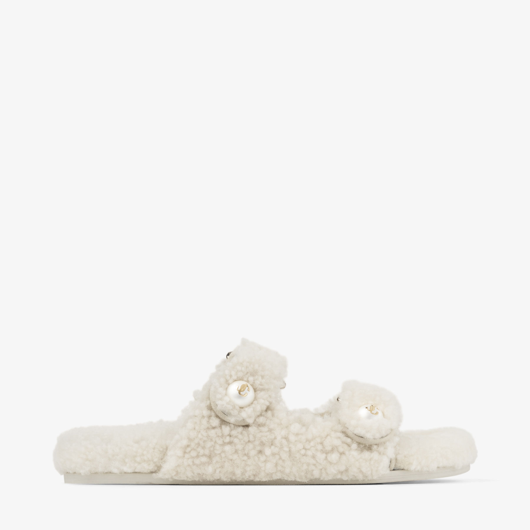 Fayence Sandal Natural Curly Shearling Sandals